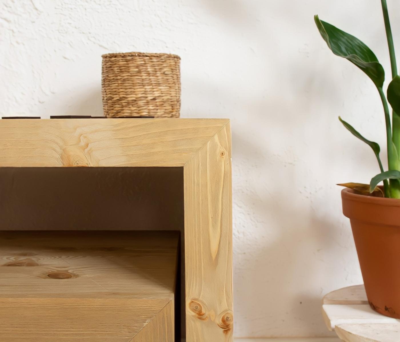 Kindertisch mit 2x Hocker Montessori aus Tannenholz