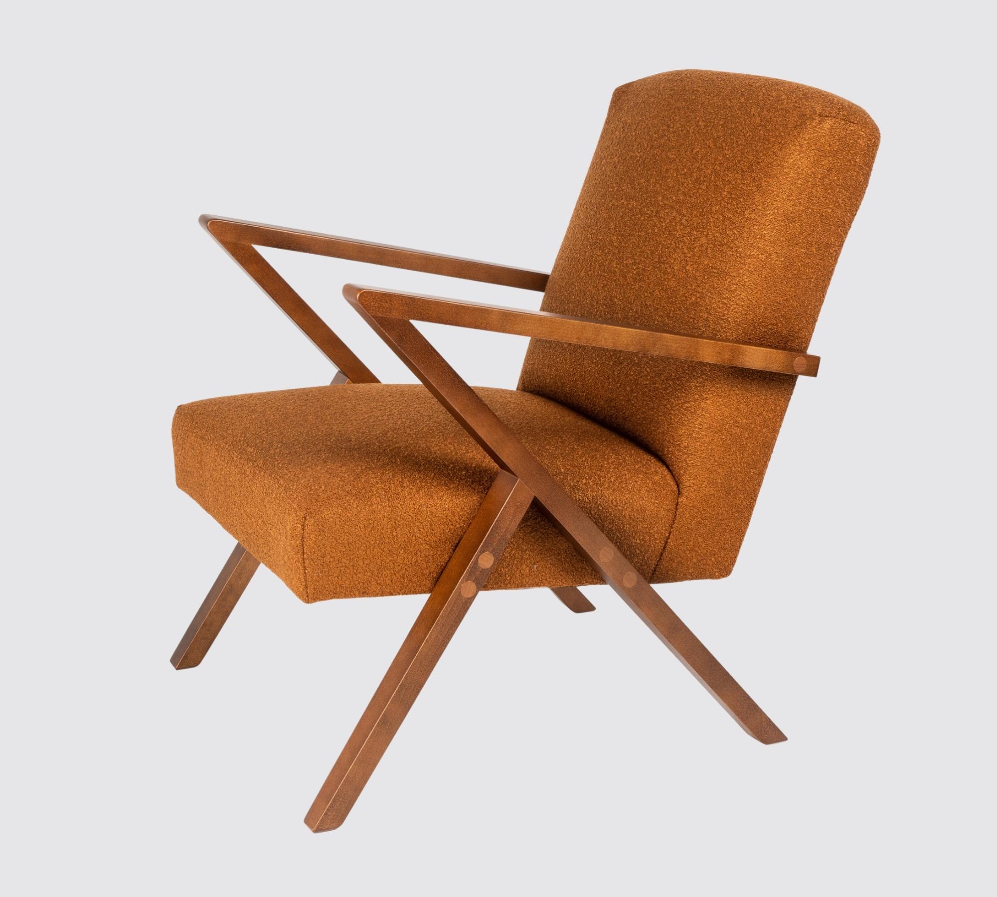 Cocoli-Exclusive Bouclé-Armlehnstuhl Dunkelorange