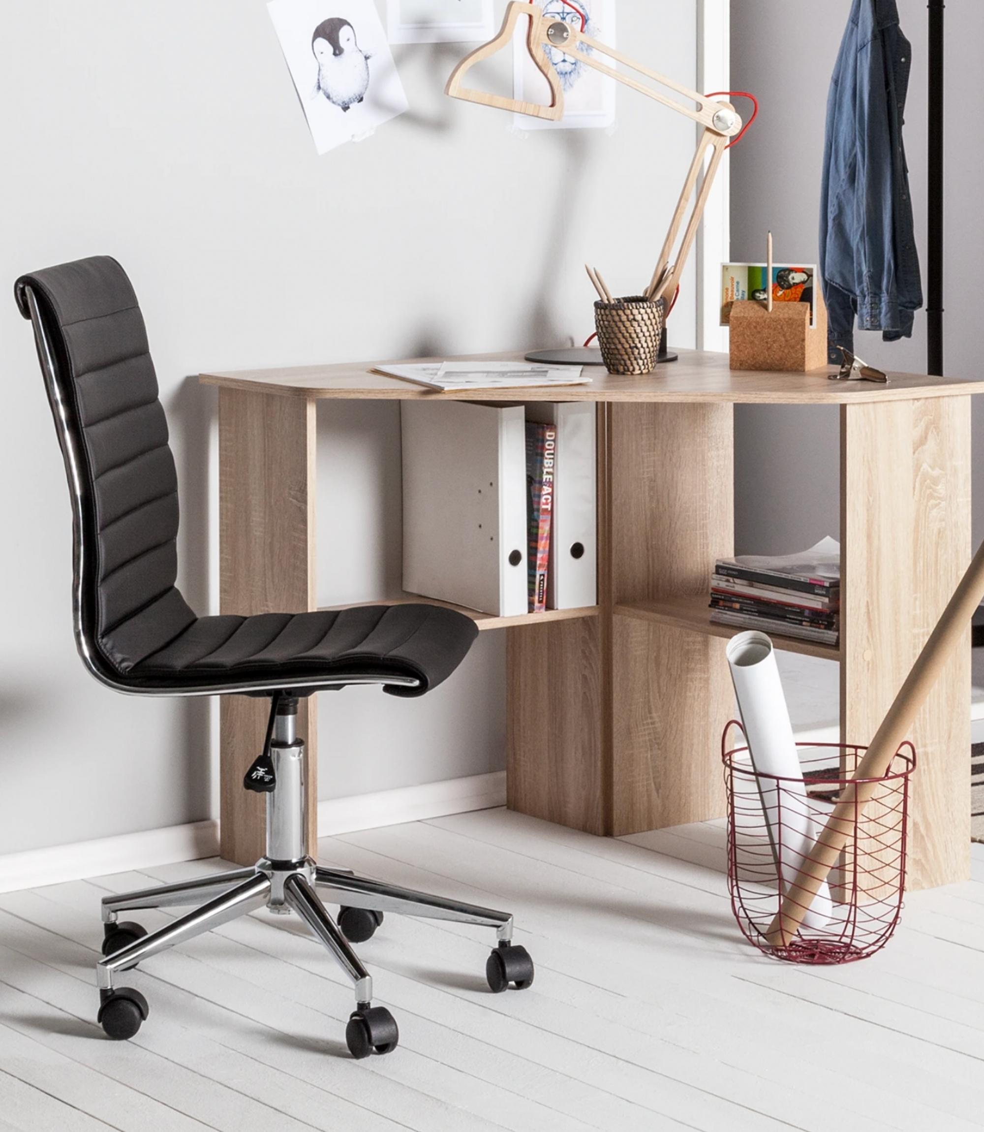 Office swivel chair made of faux leather in black