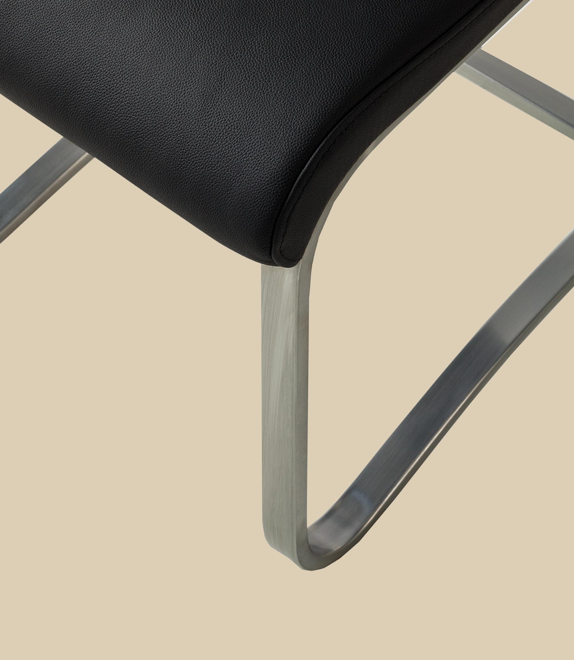 2x Cantilever Chairs Genuine Leather Black