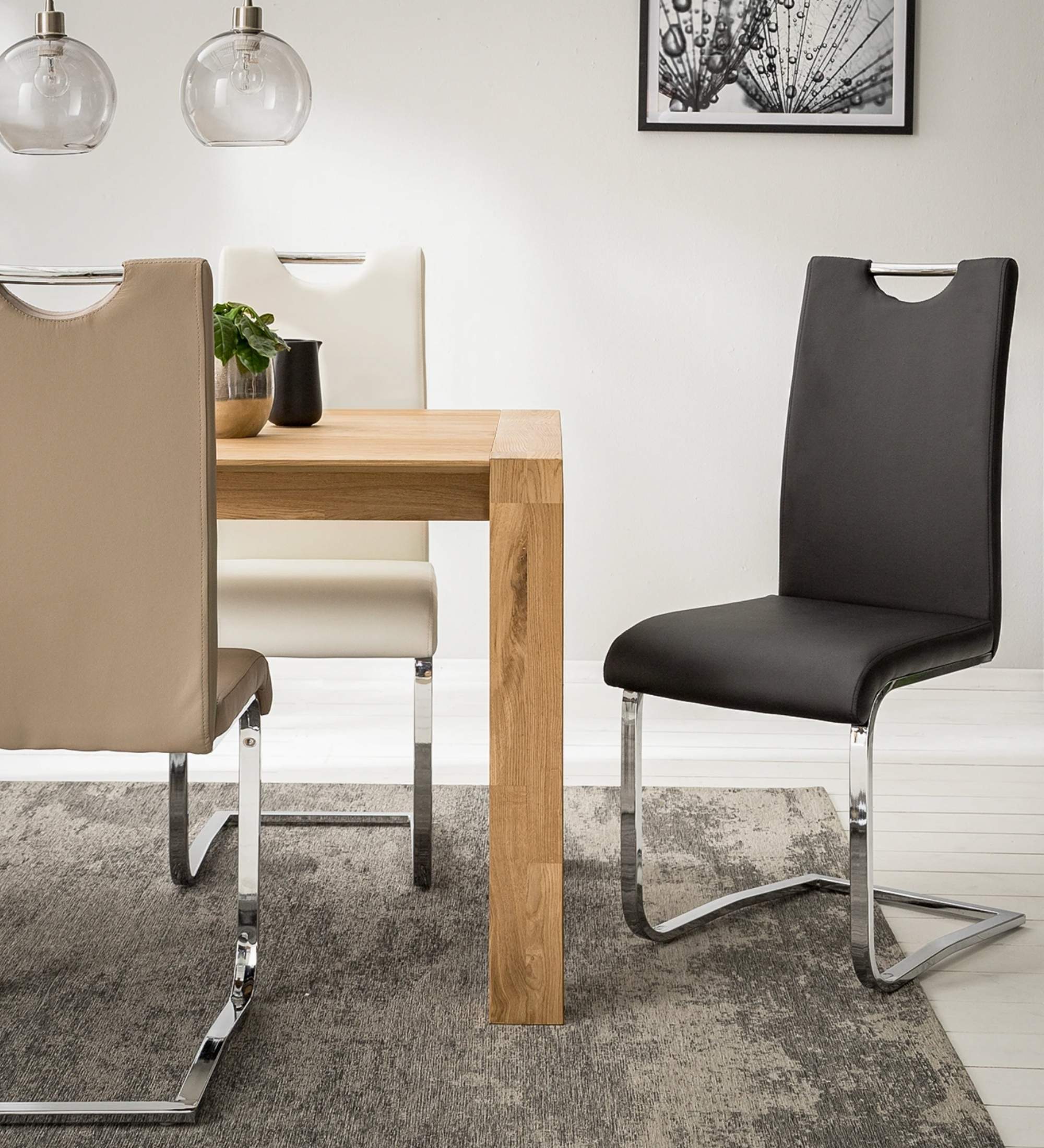 2x cantilever chair with handle Black