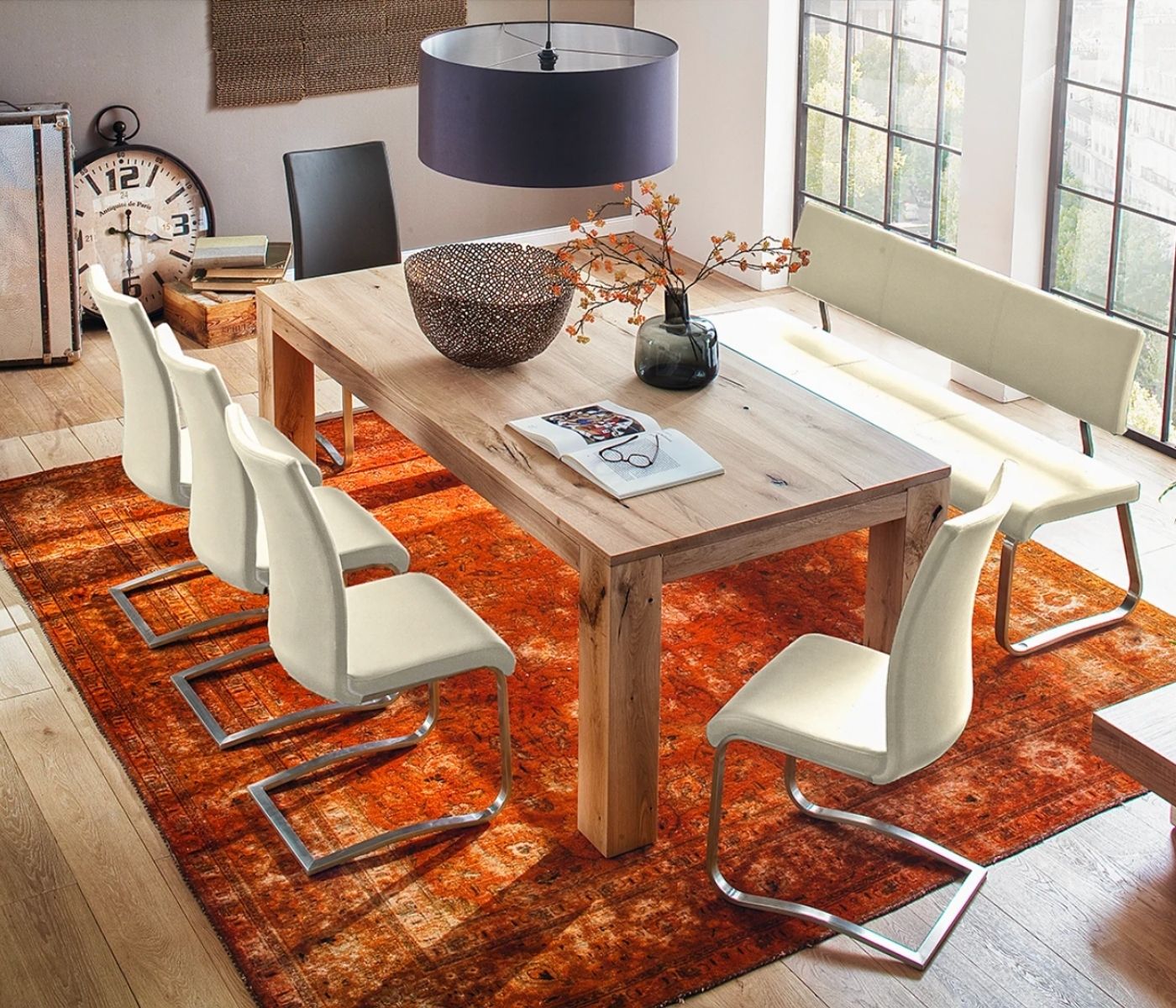 2x High-quality cantilever chairs with real leather cover