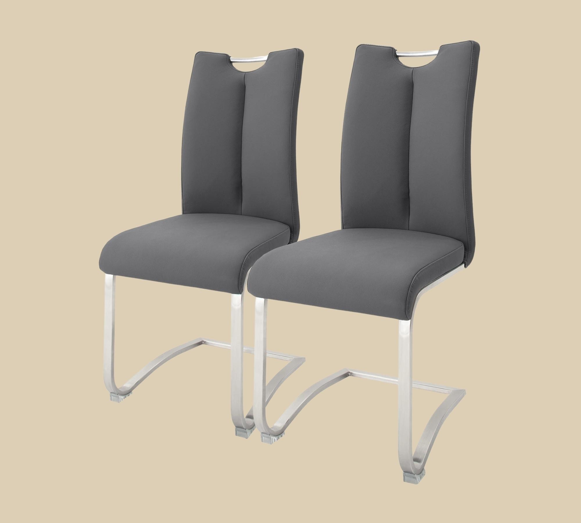 2x Freischwinger aus Leder Grau