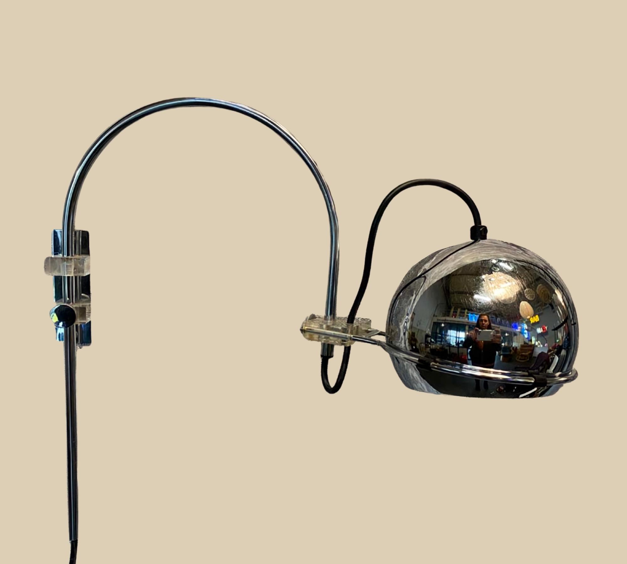 60er Jahre verchromte Eyeball-Wandleuchte aus Amsterdam