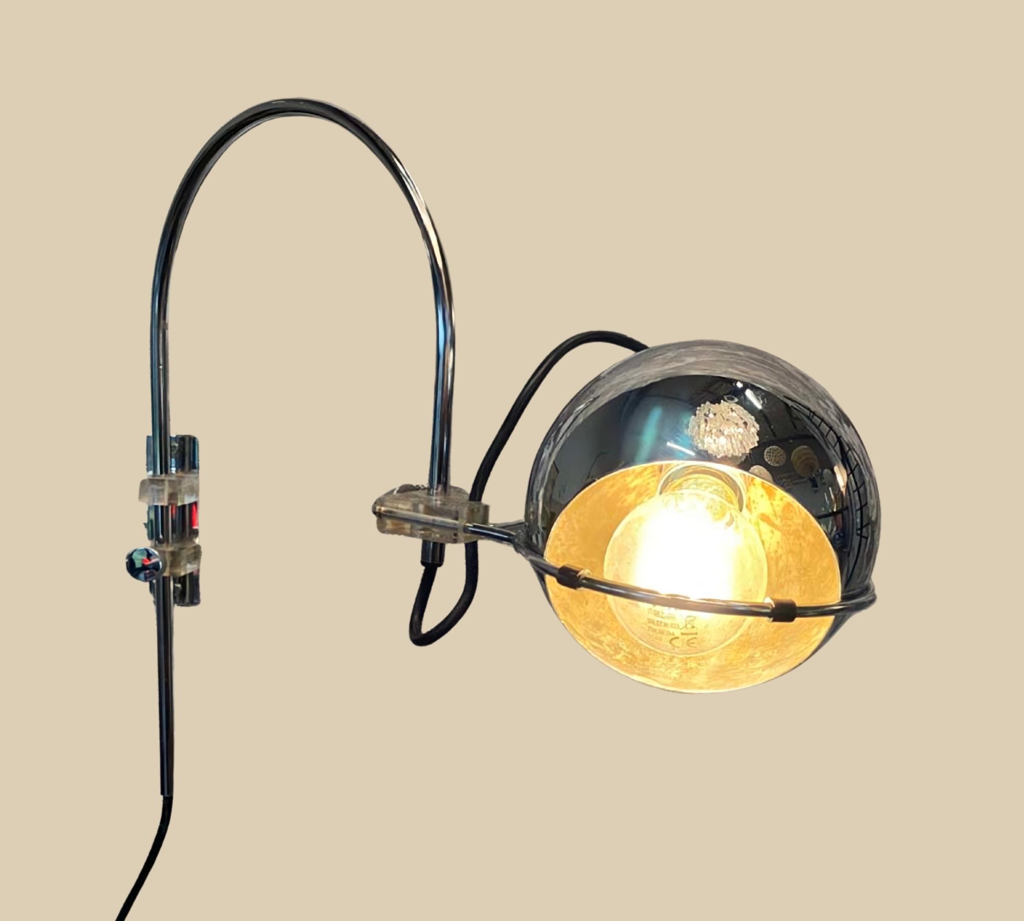 60er Jahre verchromte Eyeball-Wandleuchte aus Amsterdam