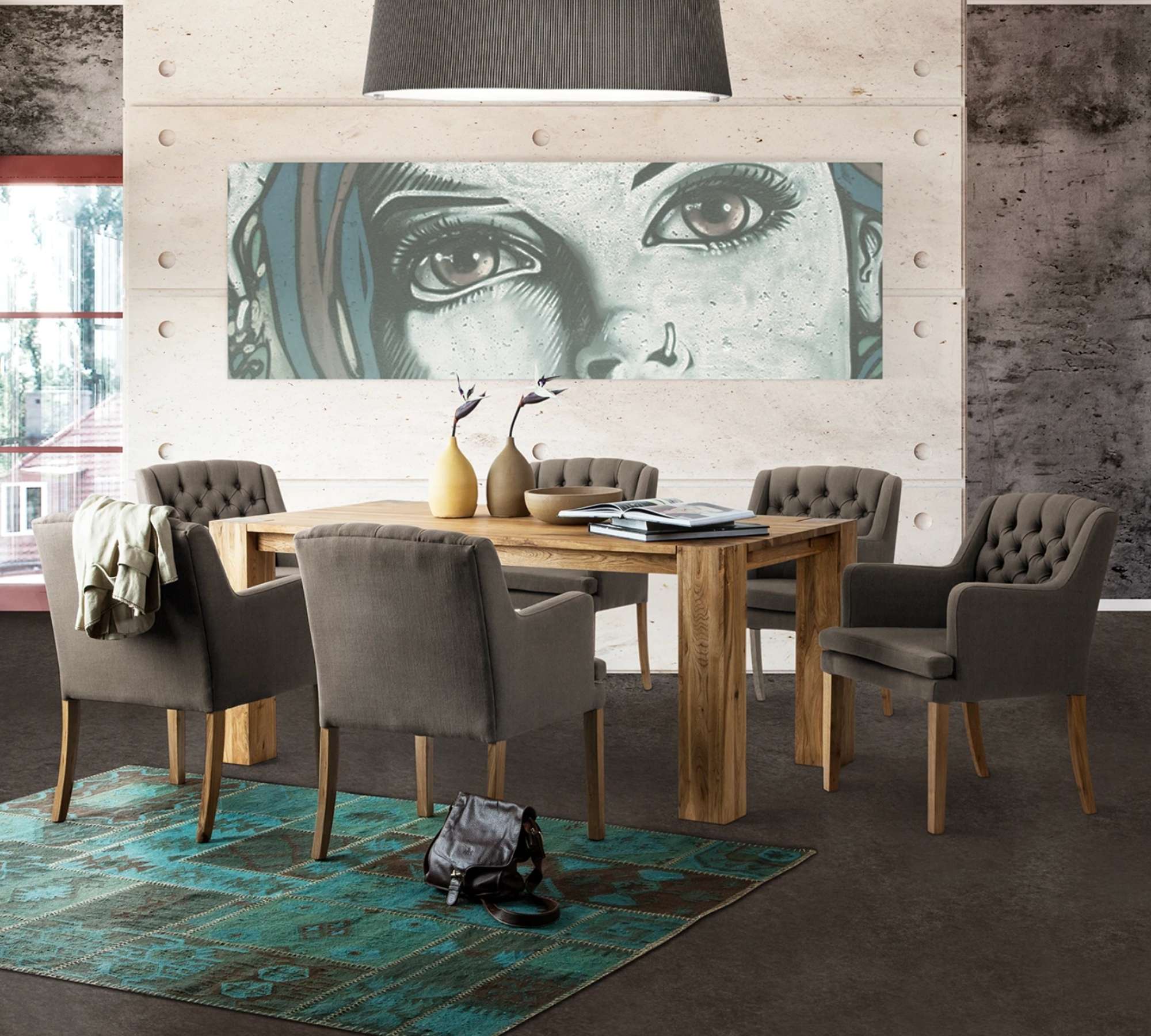 Armlehnstuhl mit Chesterfield Steppung Braun