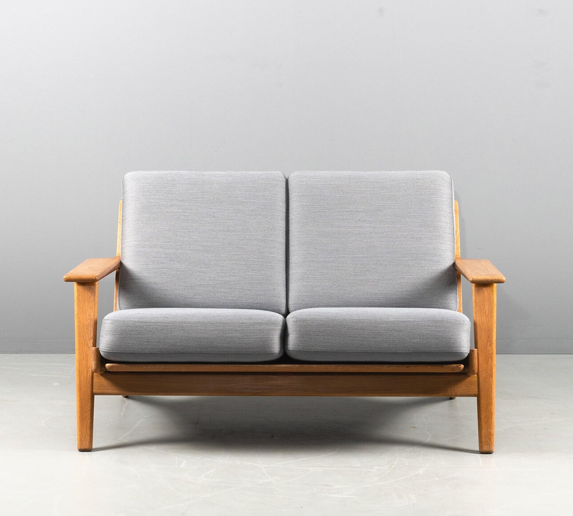 Sofa 2-Sitzer GE 290 Eiche, Hans Wegner Grau