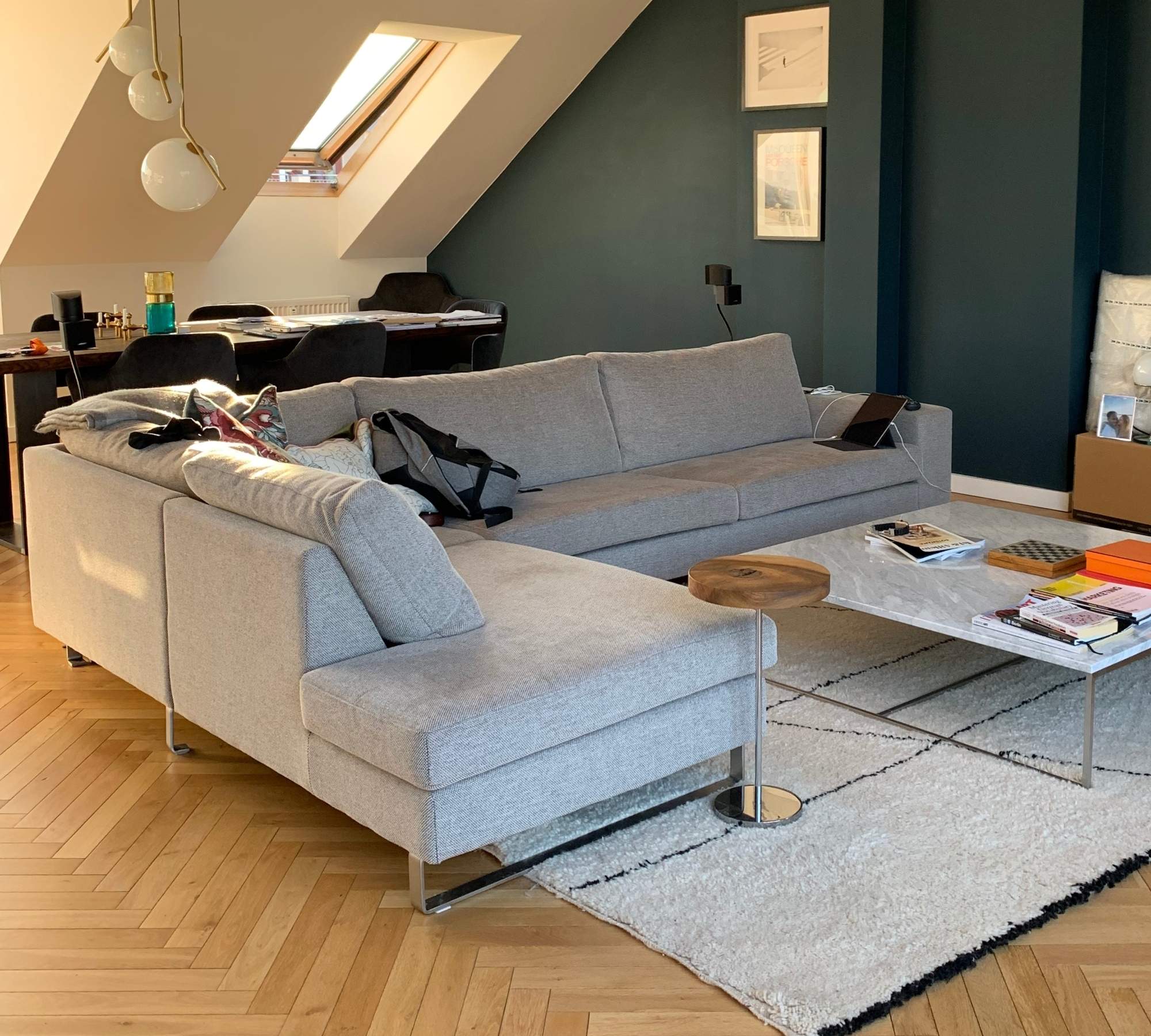 Indivi Ecksofa mit Loungemodul links Mojave Bezug Grau