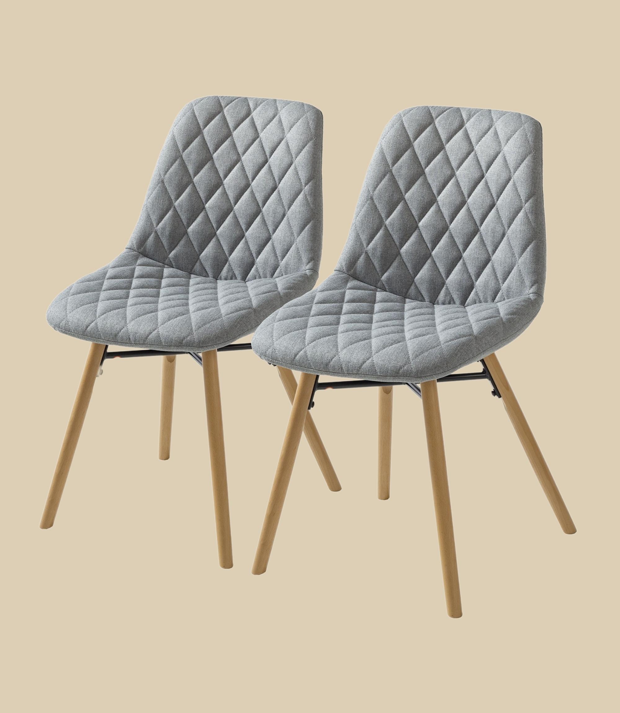2x Upholstered chair with diamond quilting Grey