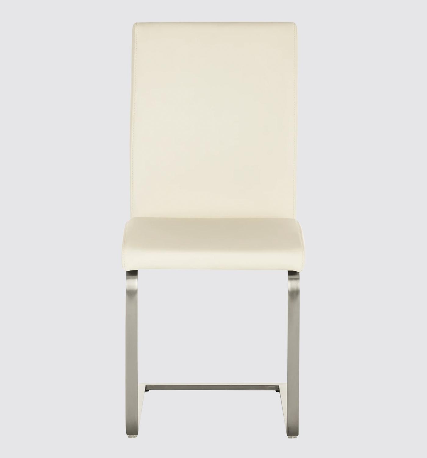 2x Echtleder-Freischwinger Creme