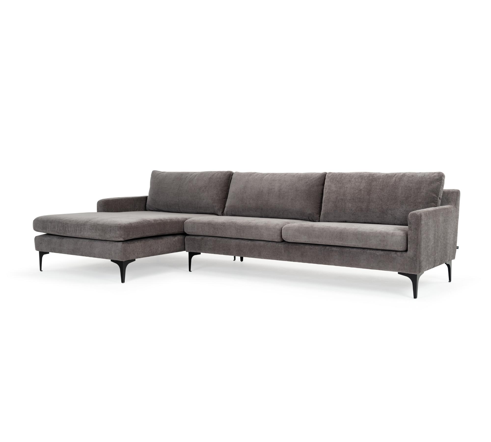 Astha 3-Sitzer Sofa Récamiere Links Danny Steel Grey