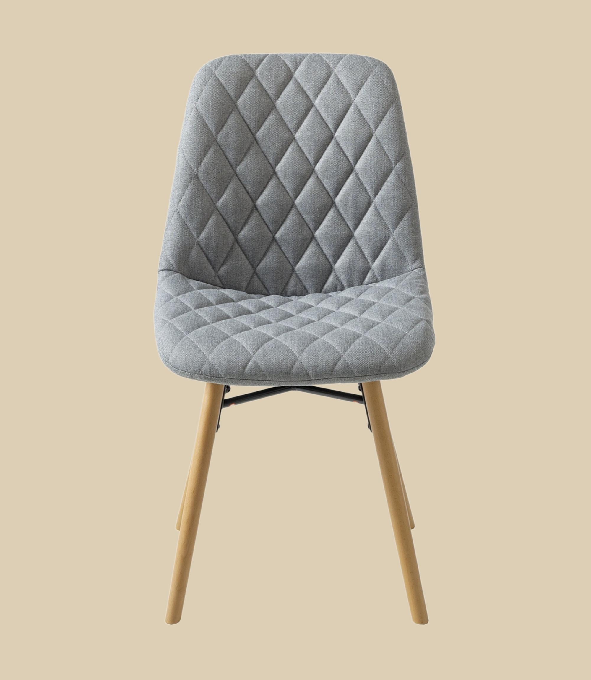 2x Upholstered chair with diamond quilting Grey
