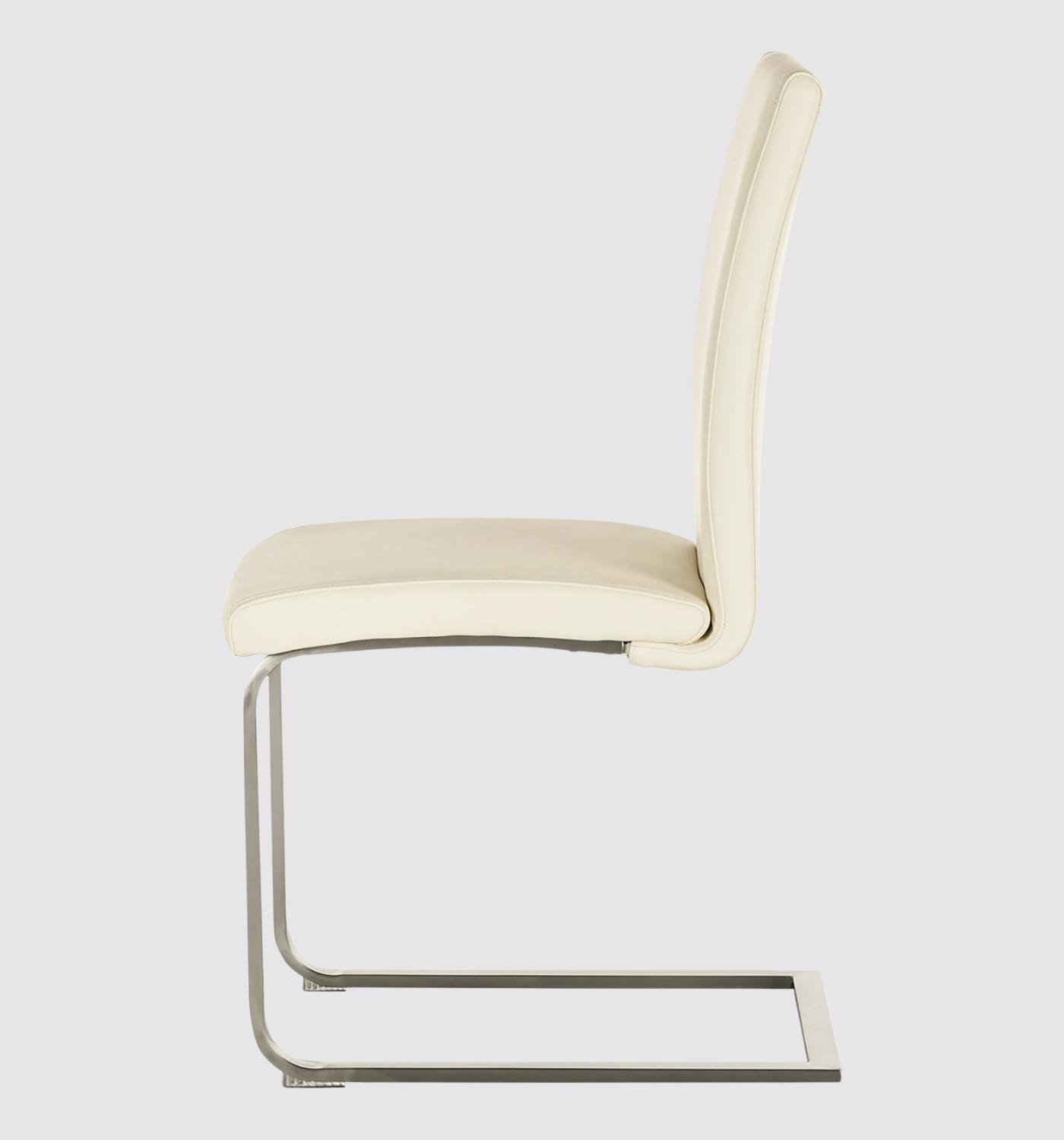 2x Echtleder-Freischwinger Creme