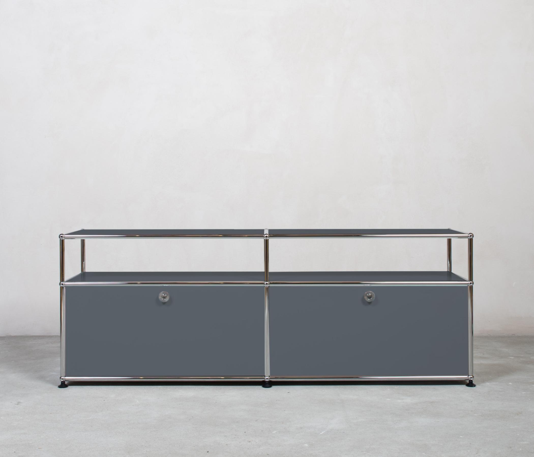 USM Haller Sideboard 2x1 Fächer Aufbau Mittelgrau