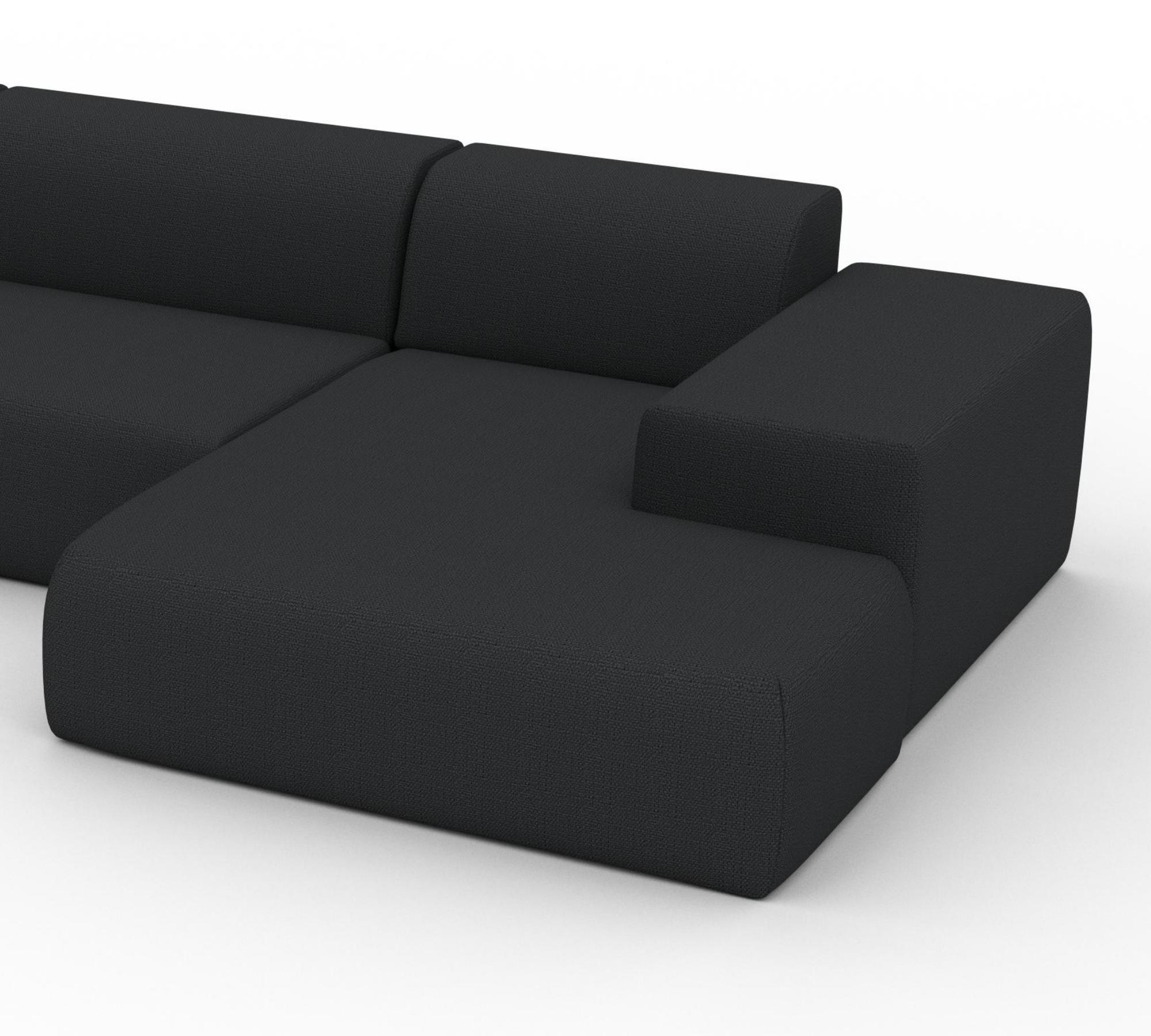 Set Großes Sofa U-Form PYLLOW + Polsterhocker Nachtschwarz