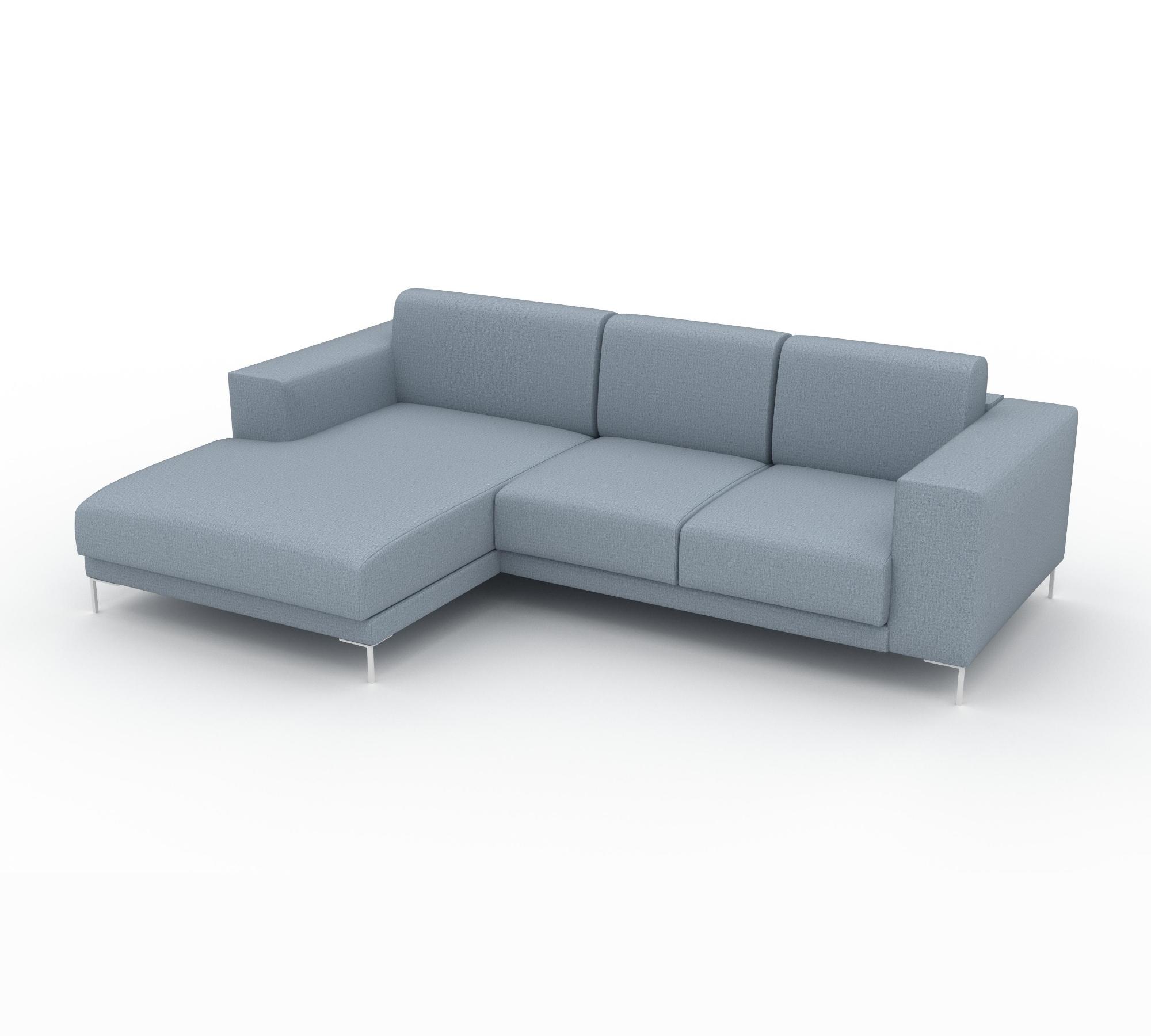 Tyme Ecksofa Récamiere Links Wollstoff Eisblau