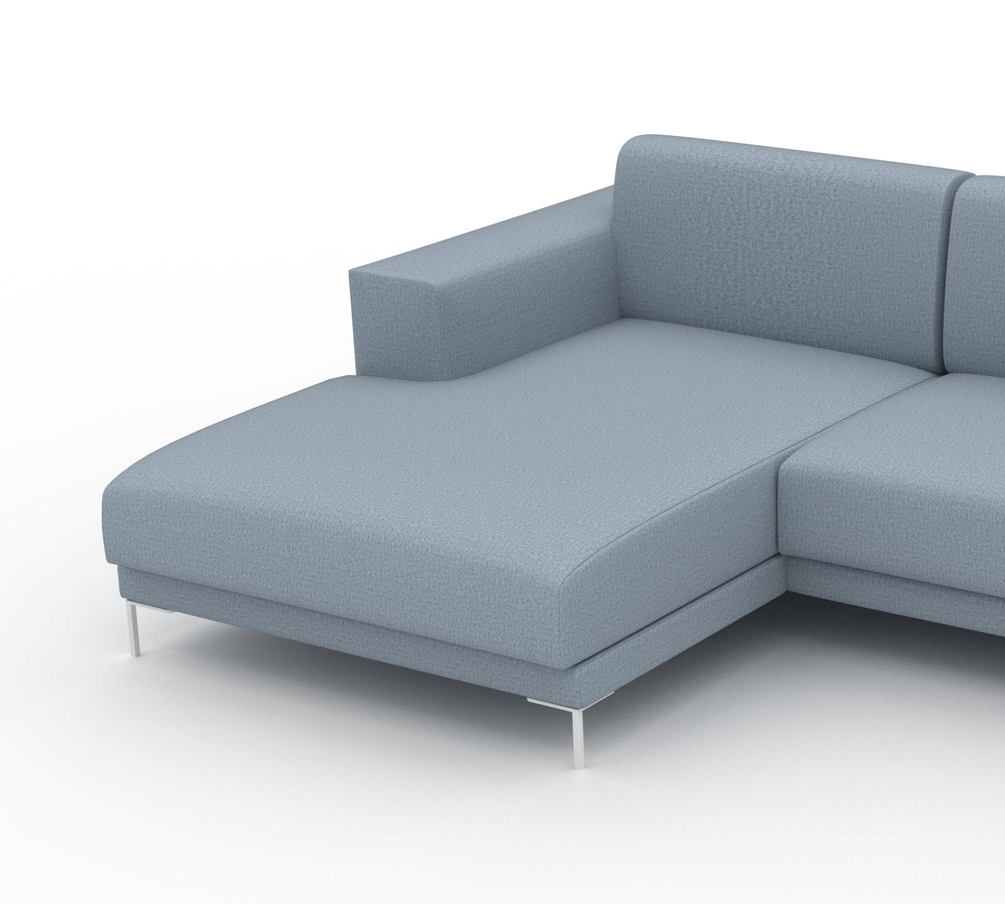 Tyme Ecksofa Récamiere Links Wollstoff Eisblau