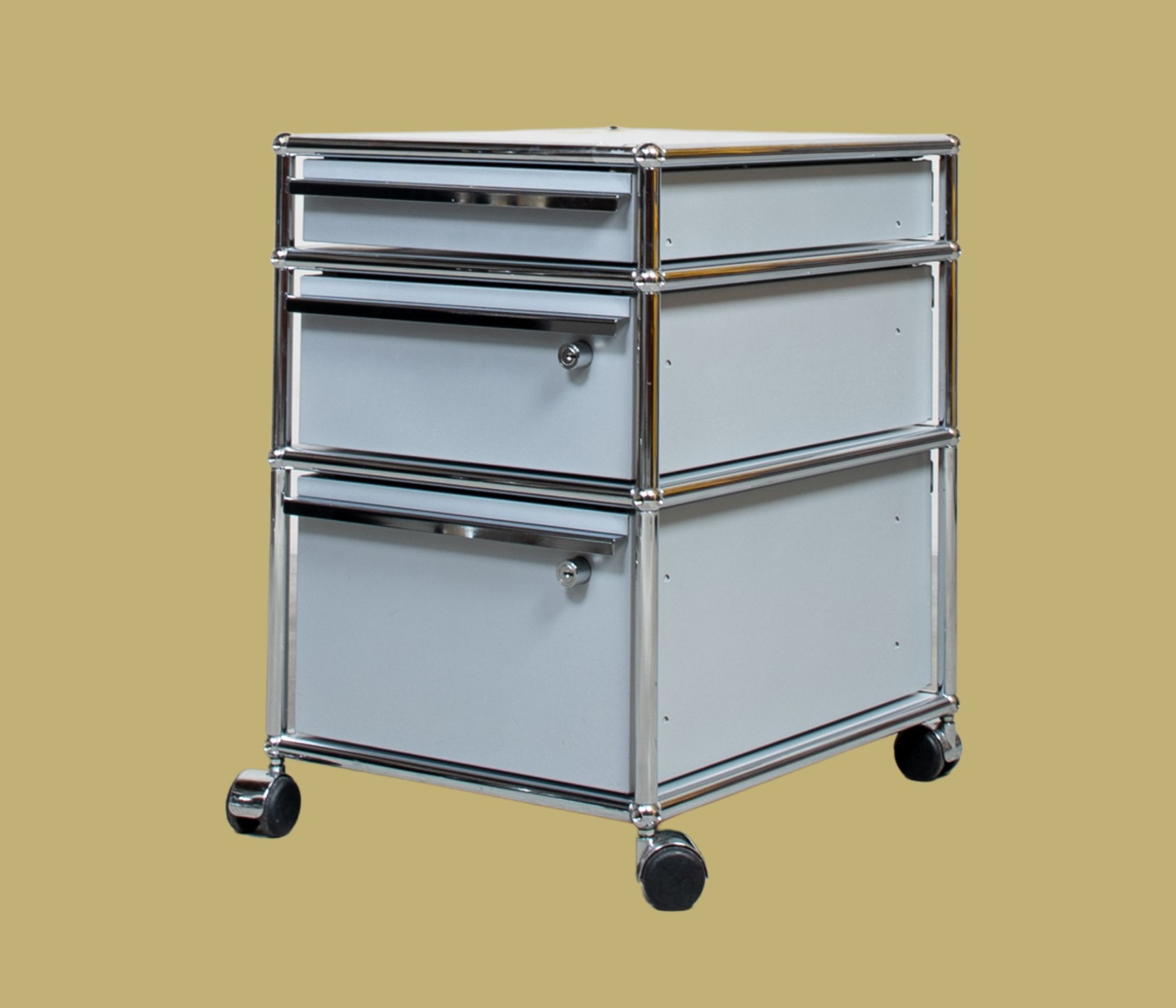 USM Haller Rollcontainer in Mattsilber