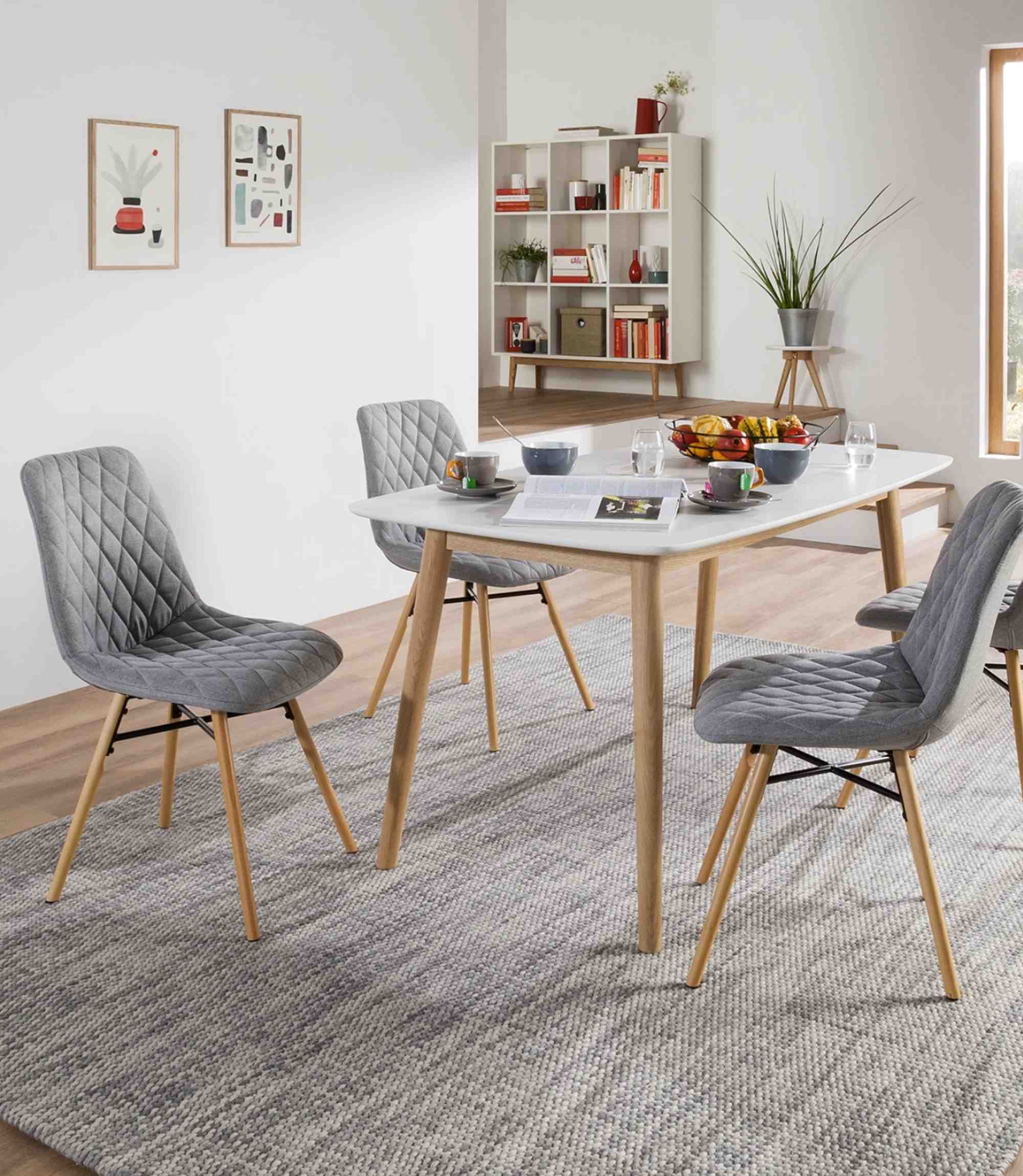 2x Upholstered chair with diamond quilting Grey