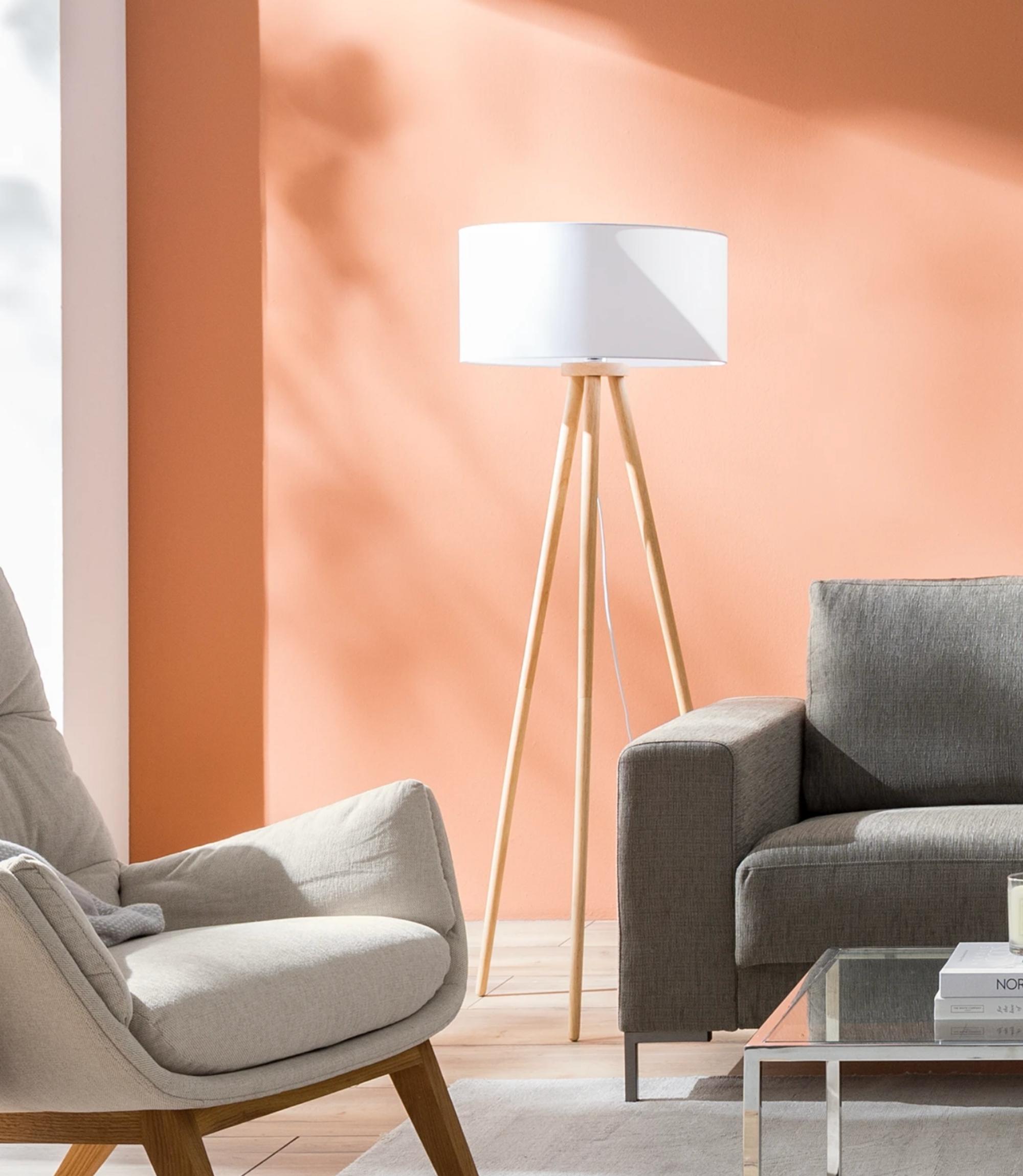 Tripod Stehleuchte Massivholz