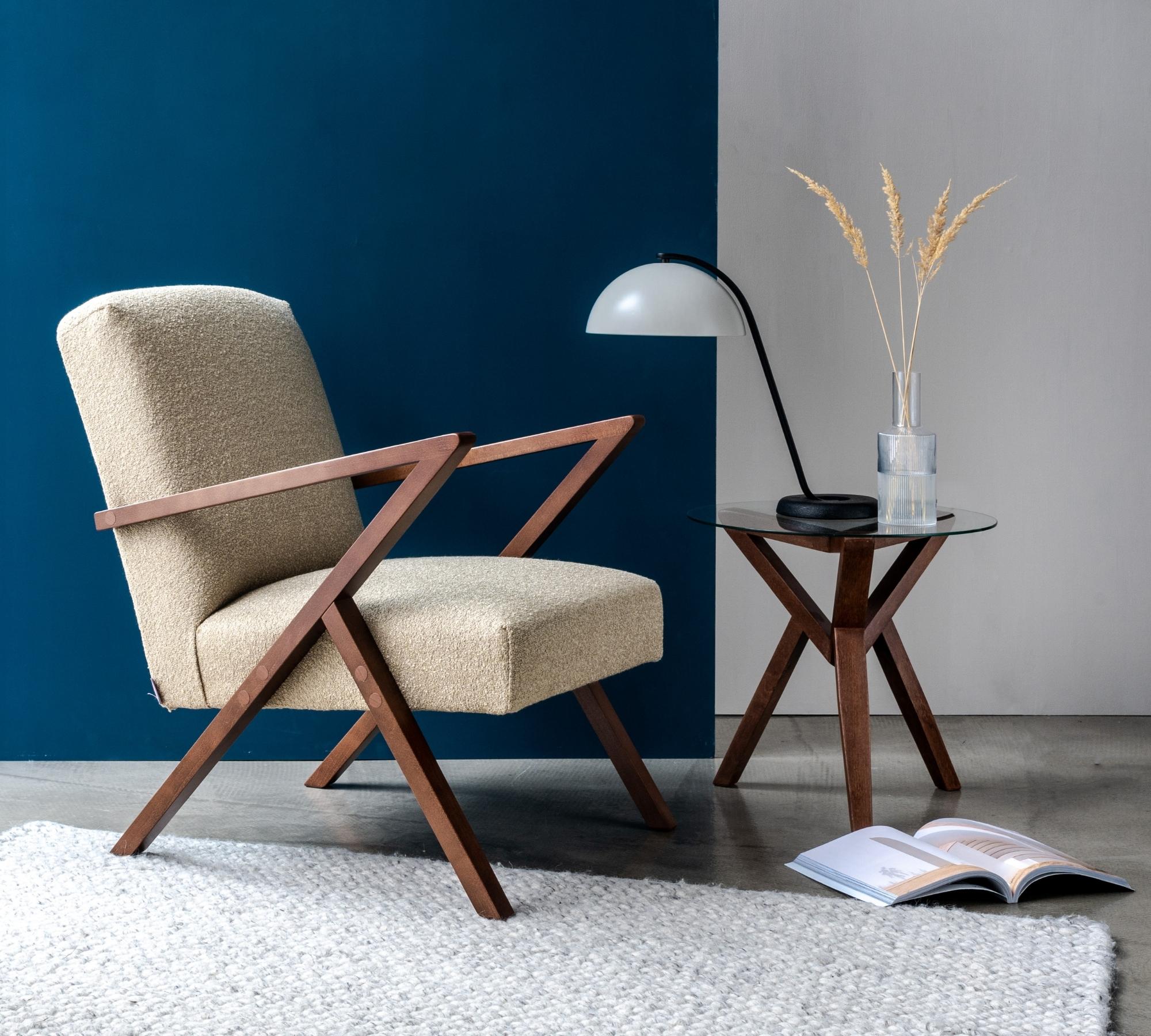 Cocoli-Exclusive Bouclé-Armlehnstuhl Beige