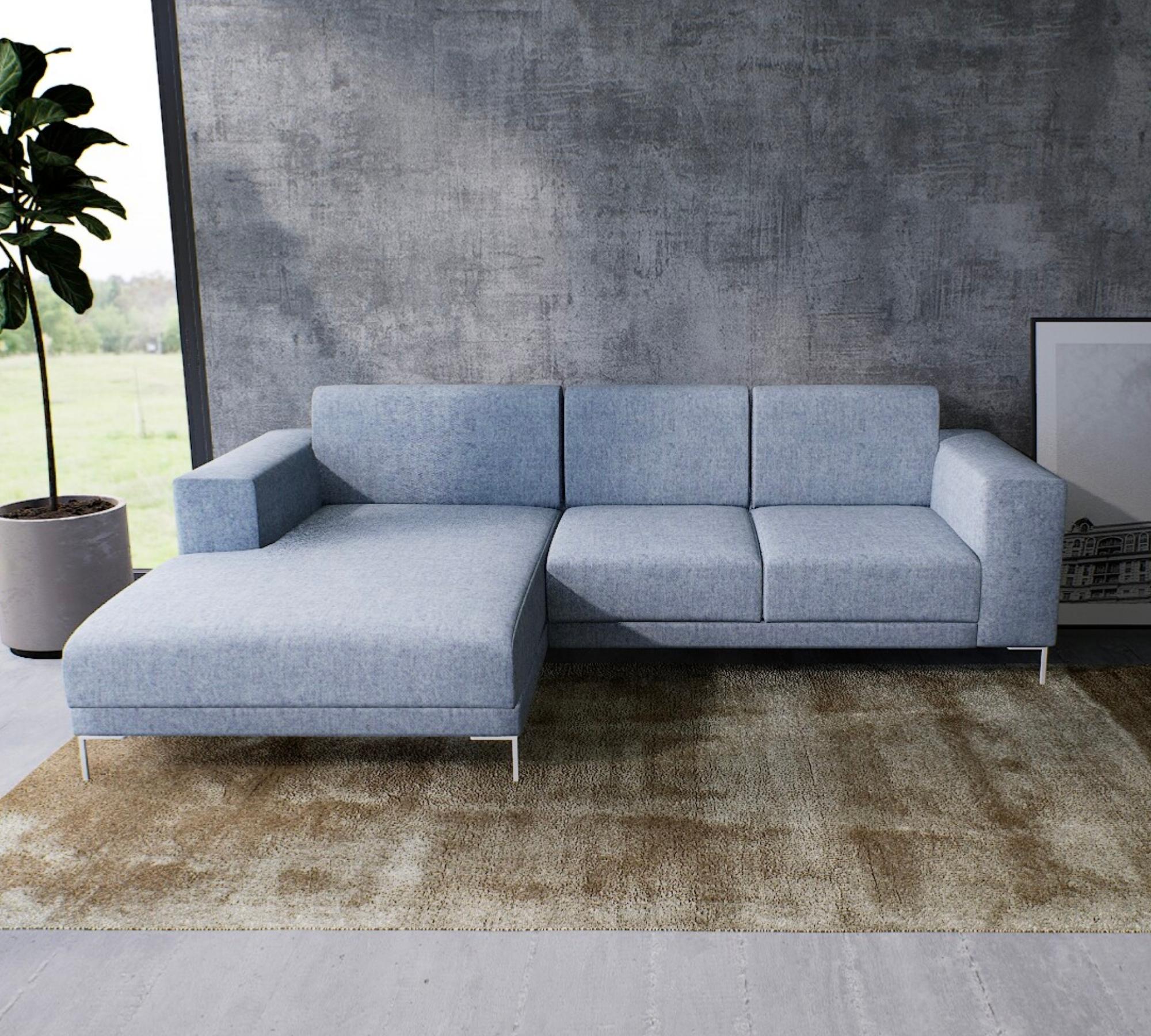 Tyme Ecksofa Récamiere Links Wollstoff Eisblau