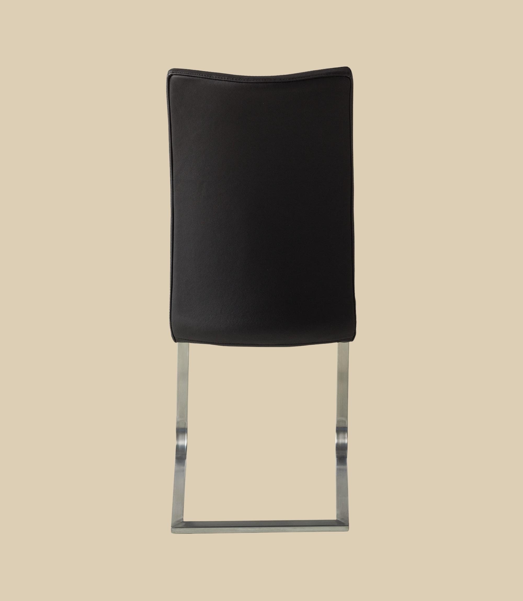 2x Cantilever Chairs Genuine Leather Black