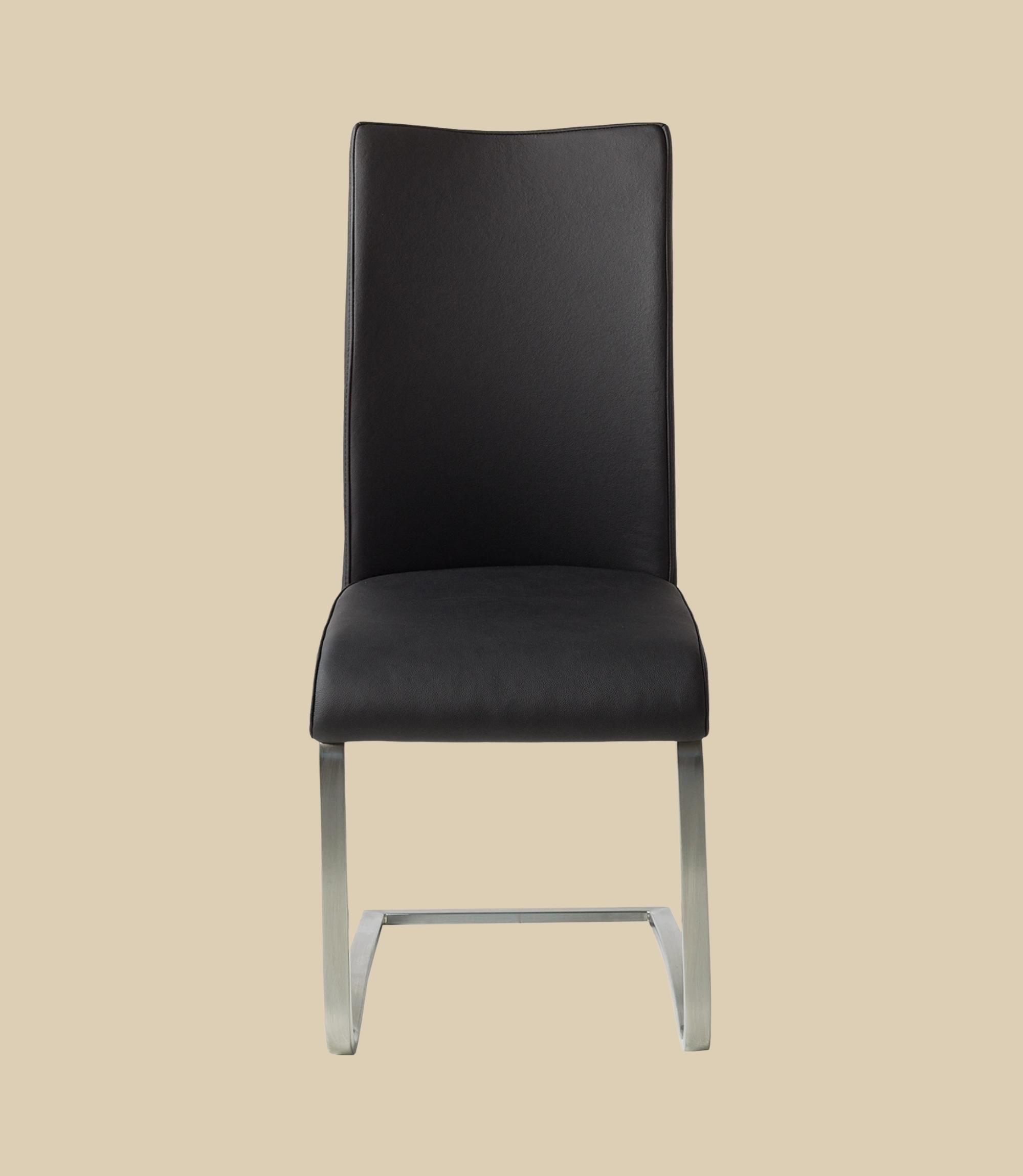 2x Cantilever Chairs Genuine Leather Black