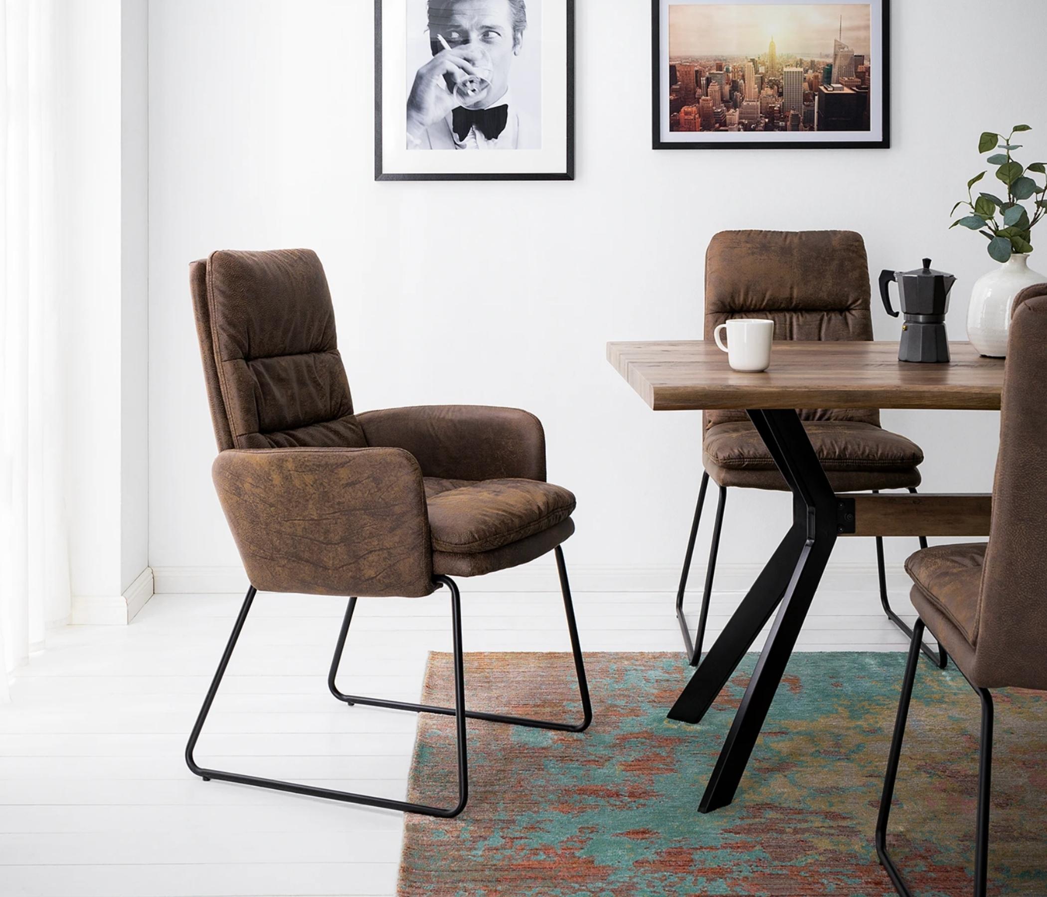 Armchair made of microfiber and steel Brown