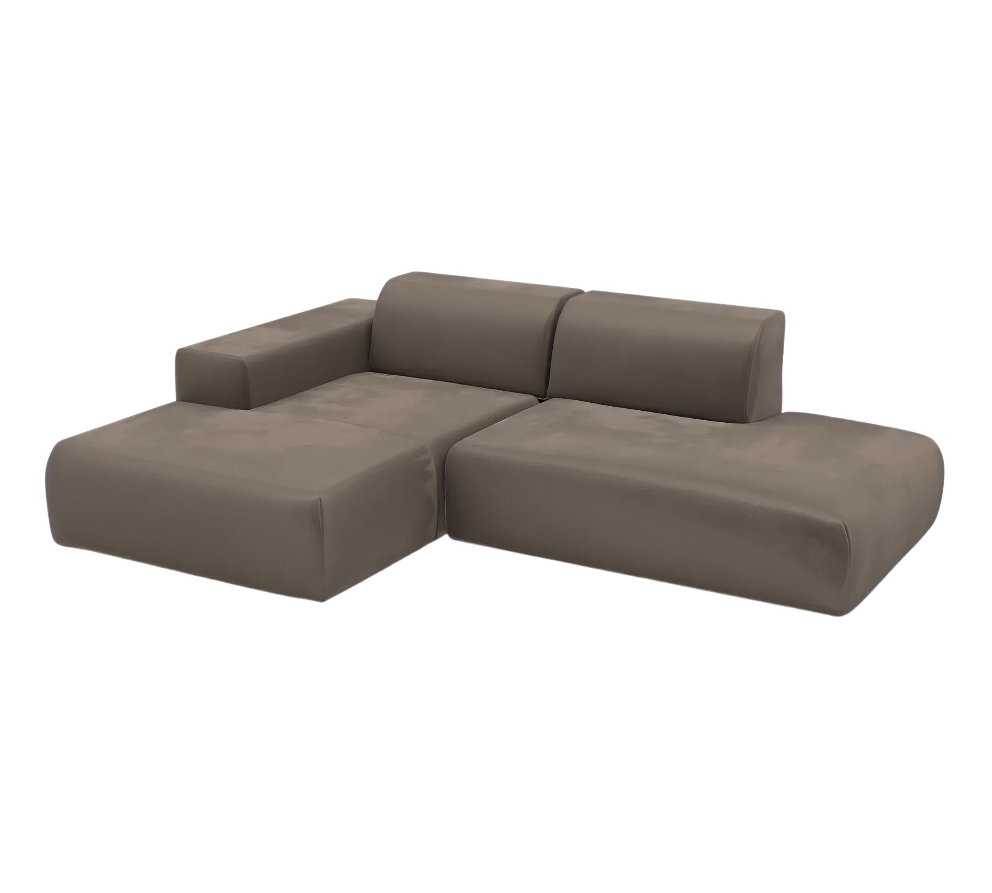 Minimalistisches Designer Ecksofa Samt Cremebeige