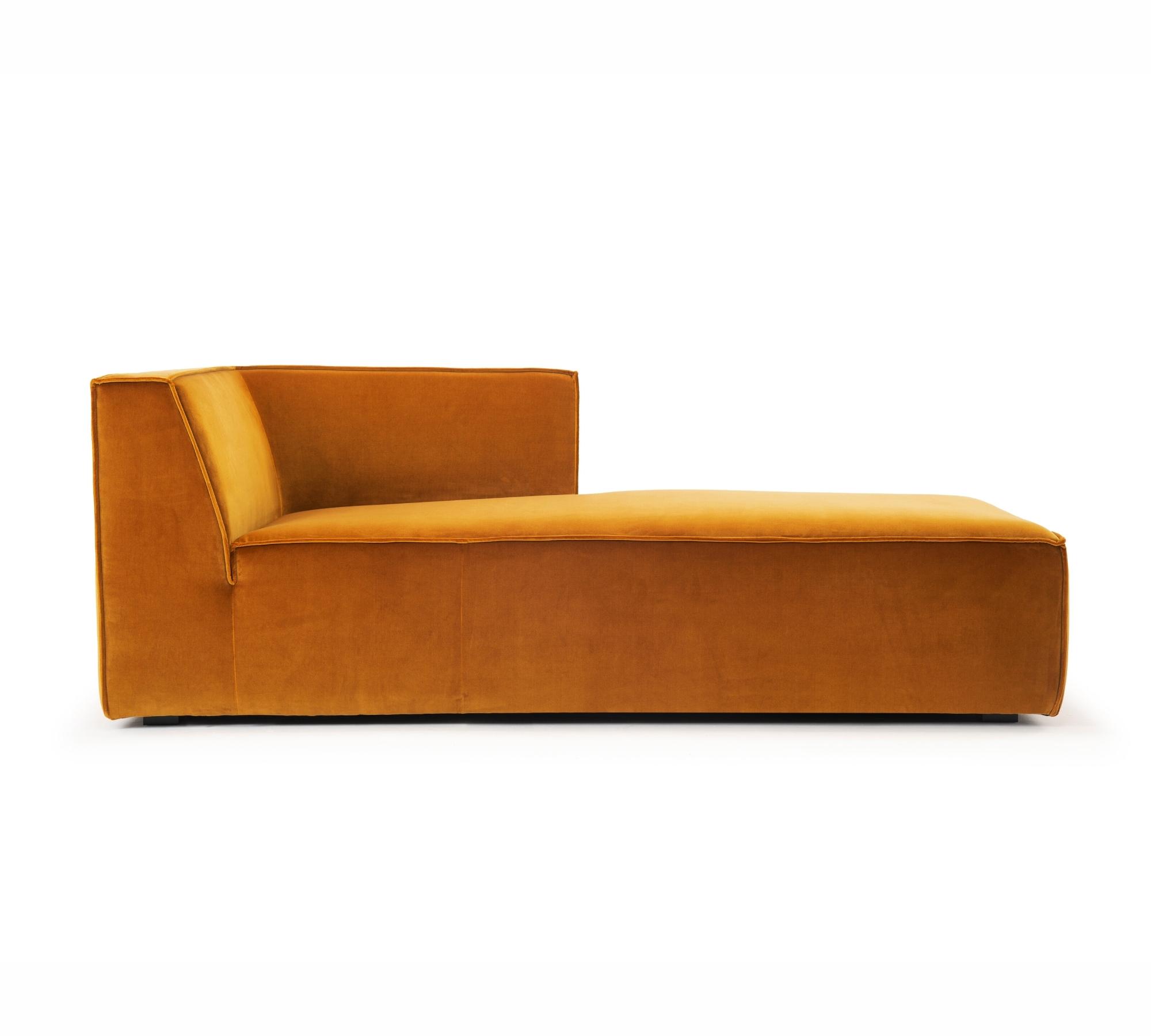 Dane Sofa Einsitzer + Récamiere Rechts Velour Matt Amber