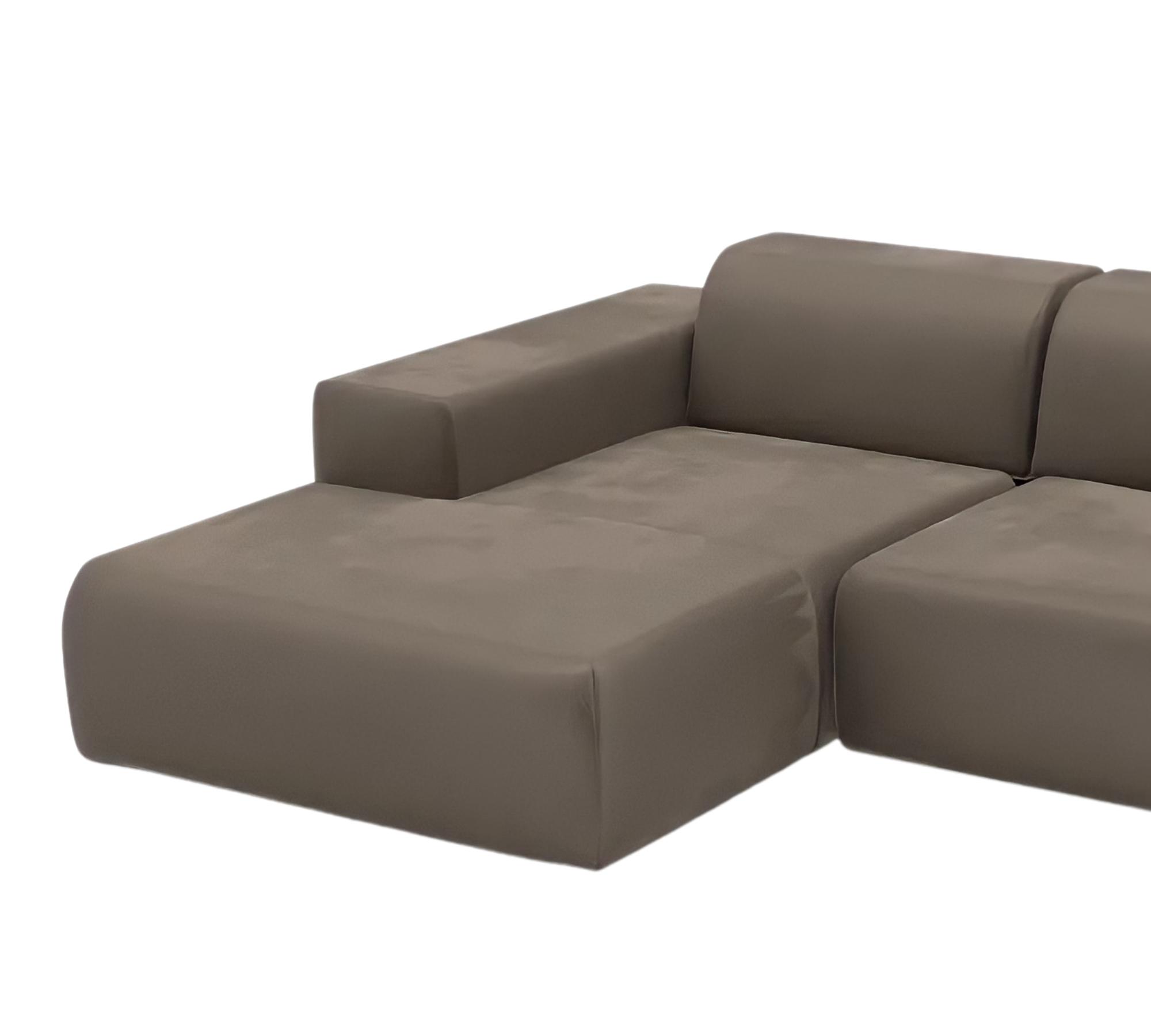Minimalistisches Designer Ecksofa Samt Cremebeige