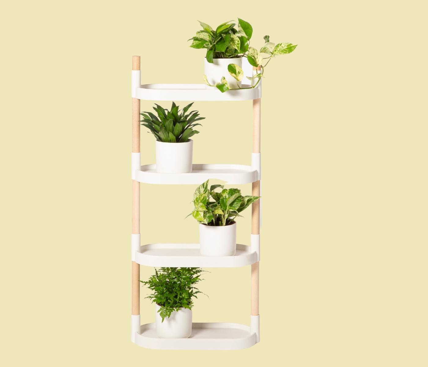 Modulares Blumengestell mit 4 Regalböden Weiß