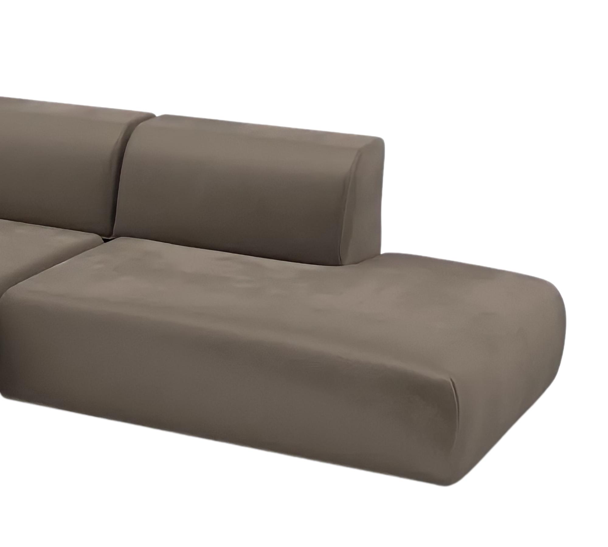 Minimalistisches Designer Ecksofa Samt Cremebeige