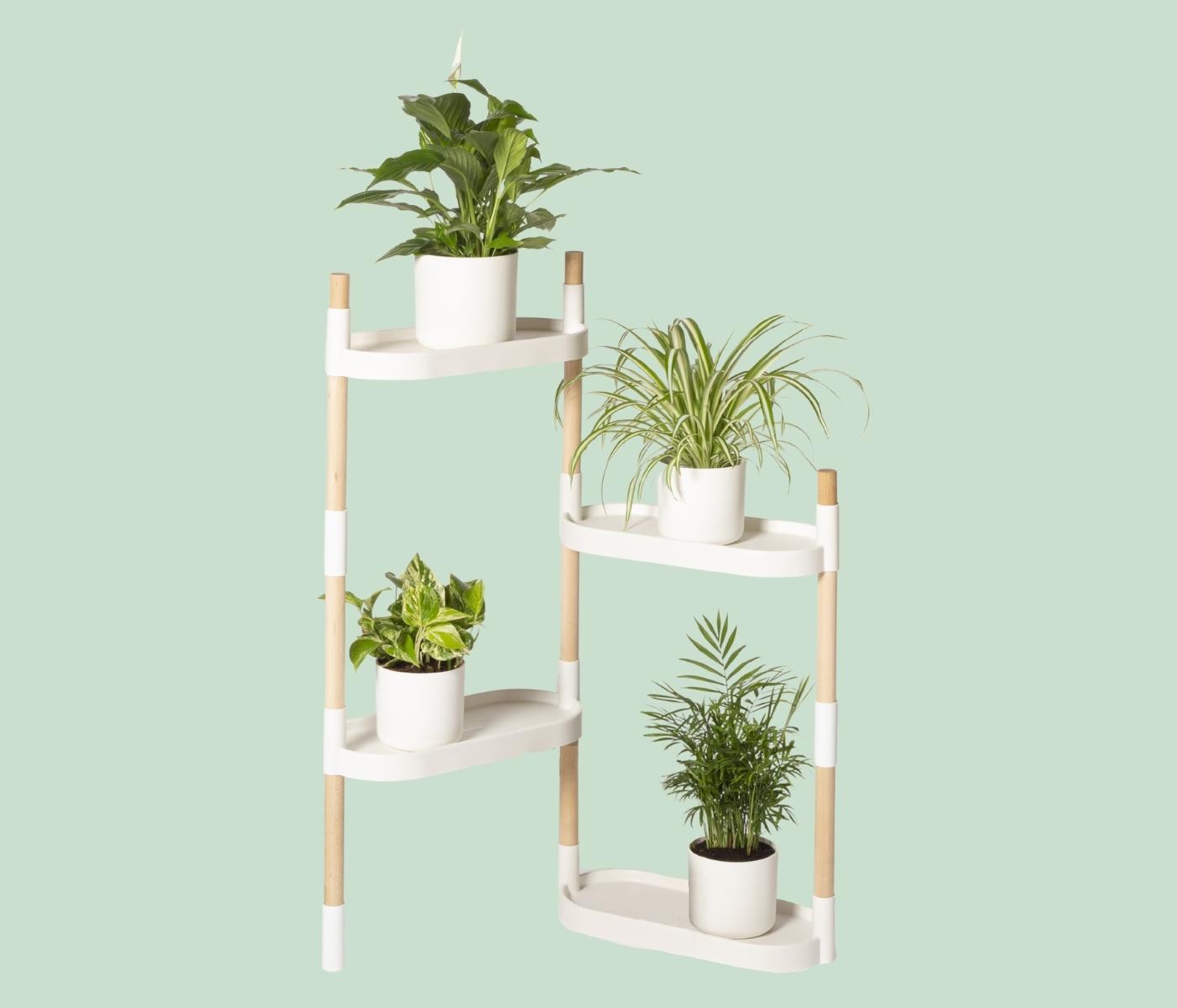 Modulares Blumengestell mit 4 Regalböden Weiß