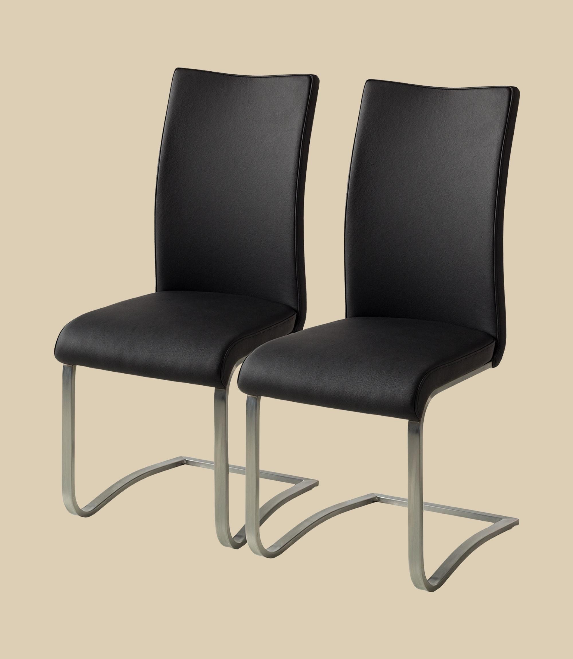 2x Freischwinger Echtleder Schwarz