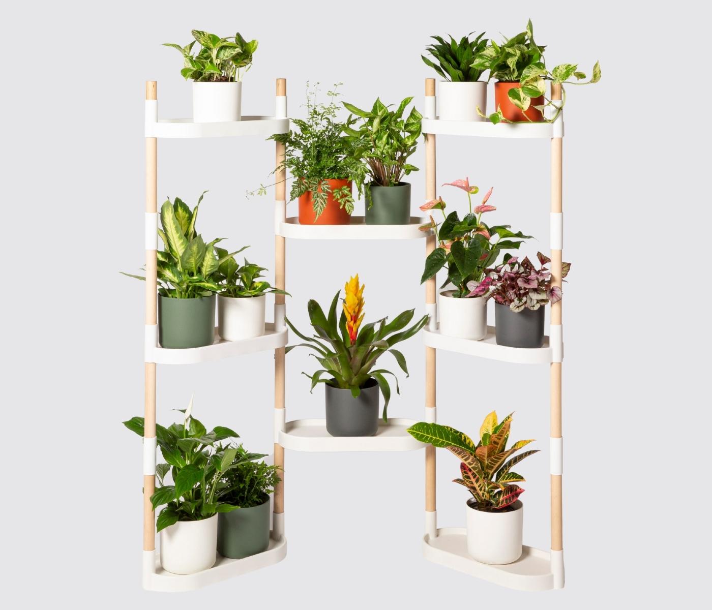 Modulares Blumengestell mit 8 Regalböden Weiß