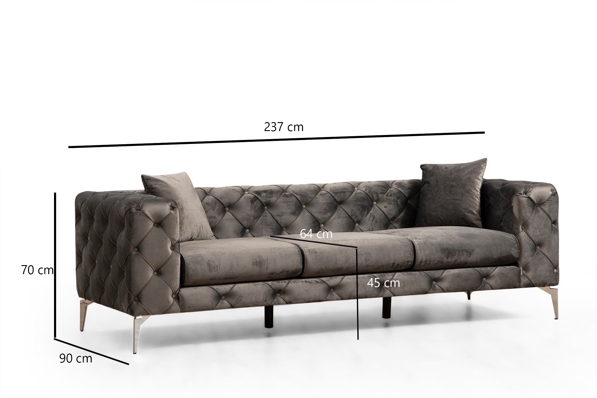 Elegant sofa 3-seater anthracite