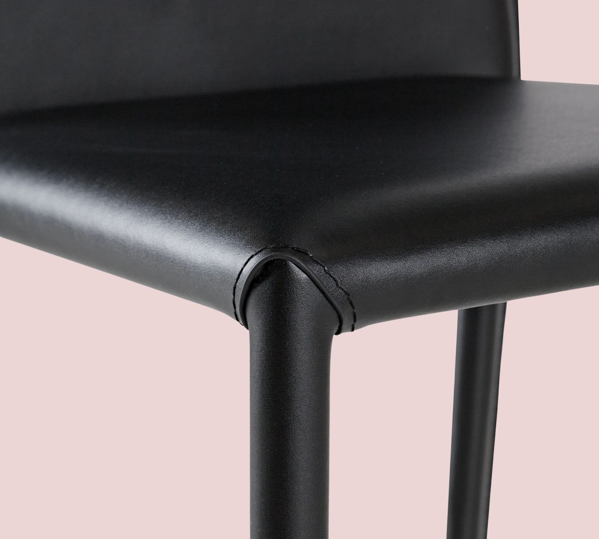 2x Esszimmerstuhl recyceltes Leder Schwarz