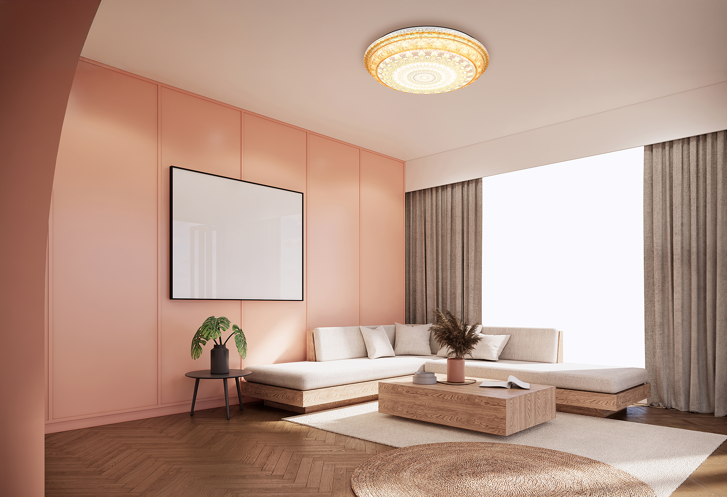 1-Flammig Lazaro LED-Deckenleuchte Acrylglas Eisen Braun