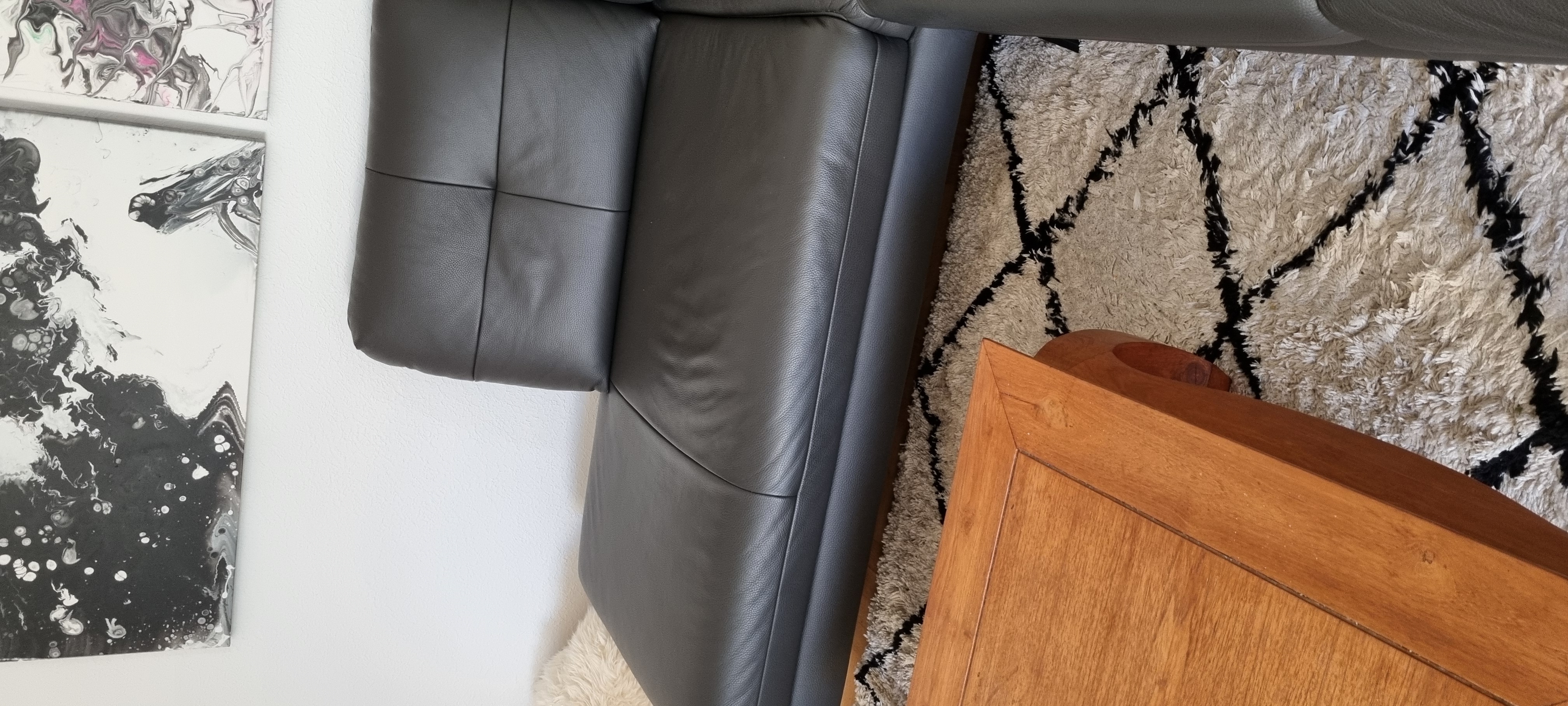 Assea Ecksofa Leder Anthrazit