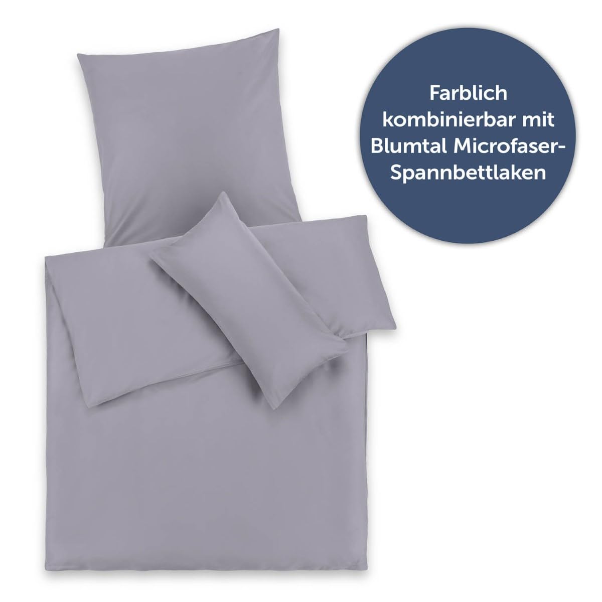 Set Bettwäsche und Kissenbezüge Polyester Grau 