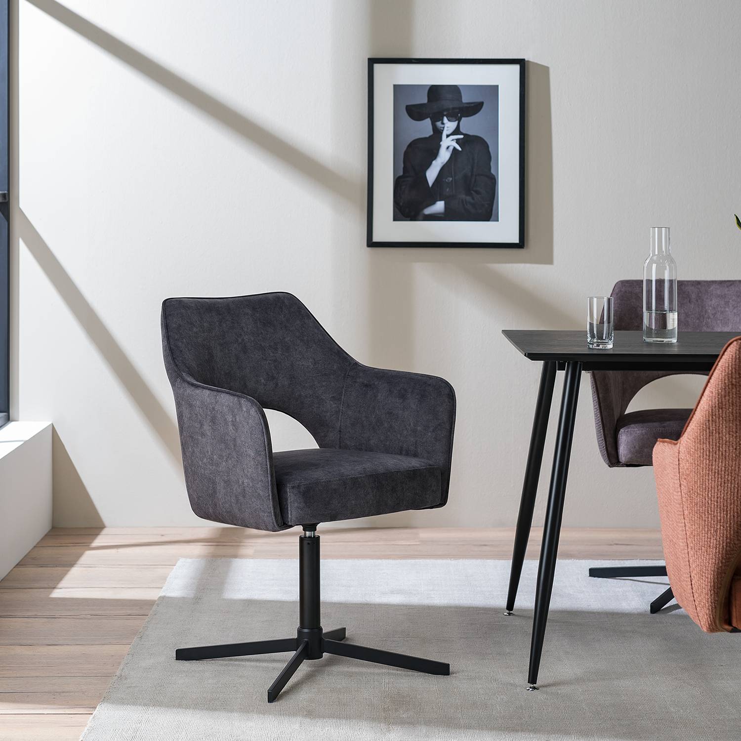 Armchair Yellville TypeA Swivel Microfiber Anthracite
