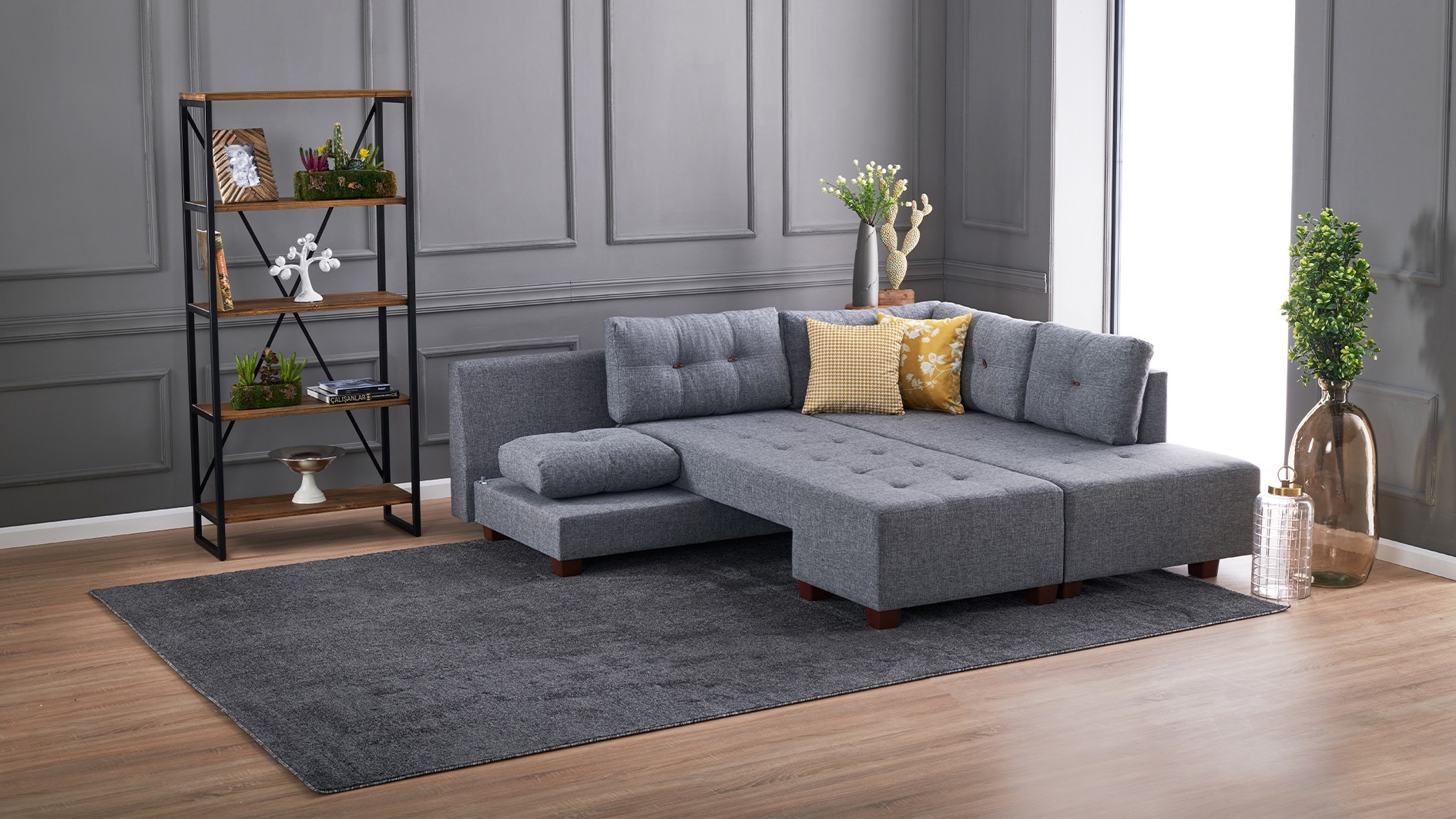 Manama Corner Sofa Bed Right - Grey