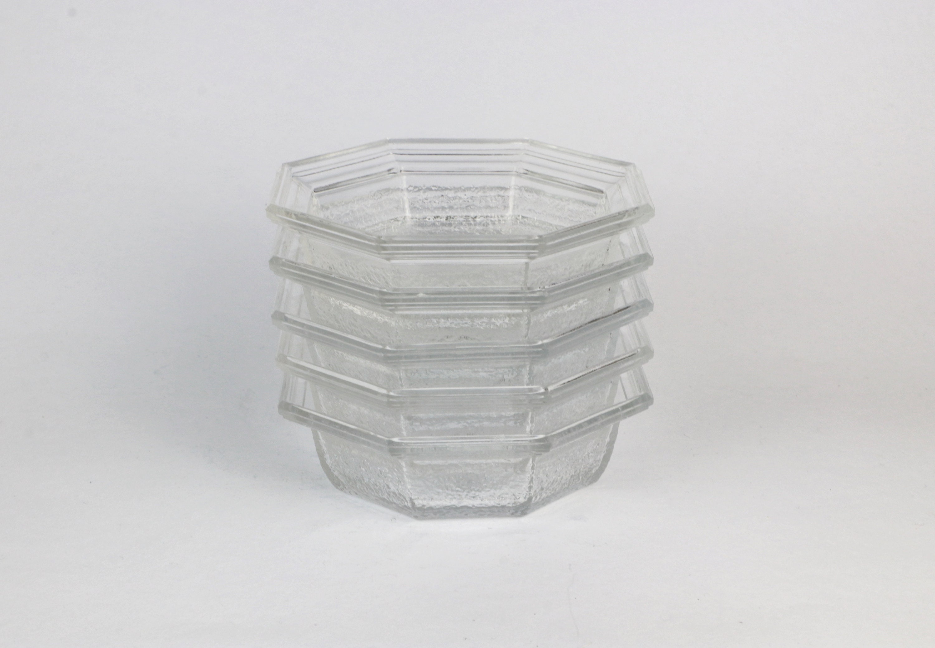 5x Vintage Art Deco Revival Bowl Lead Crystal 1960s