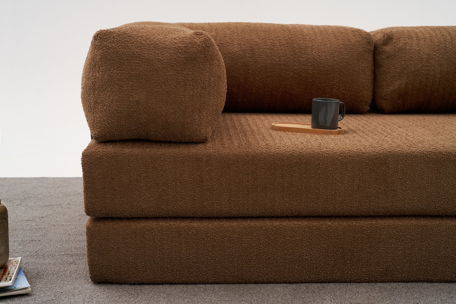 Comfort Schlafsofa 2-Sitzer mit Hocker Braun