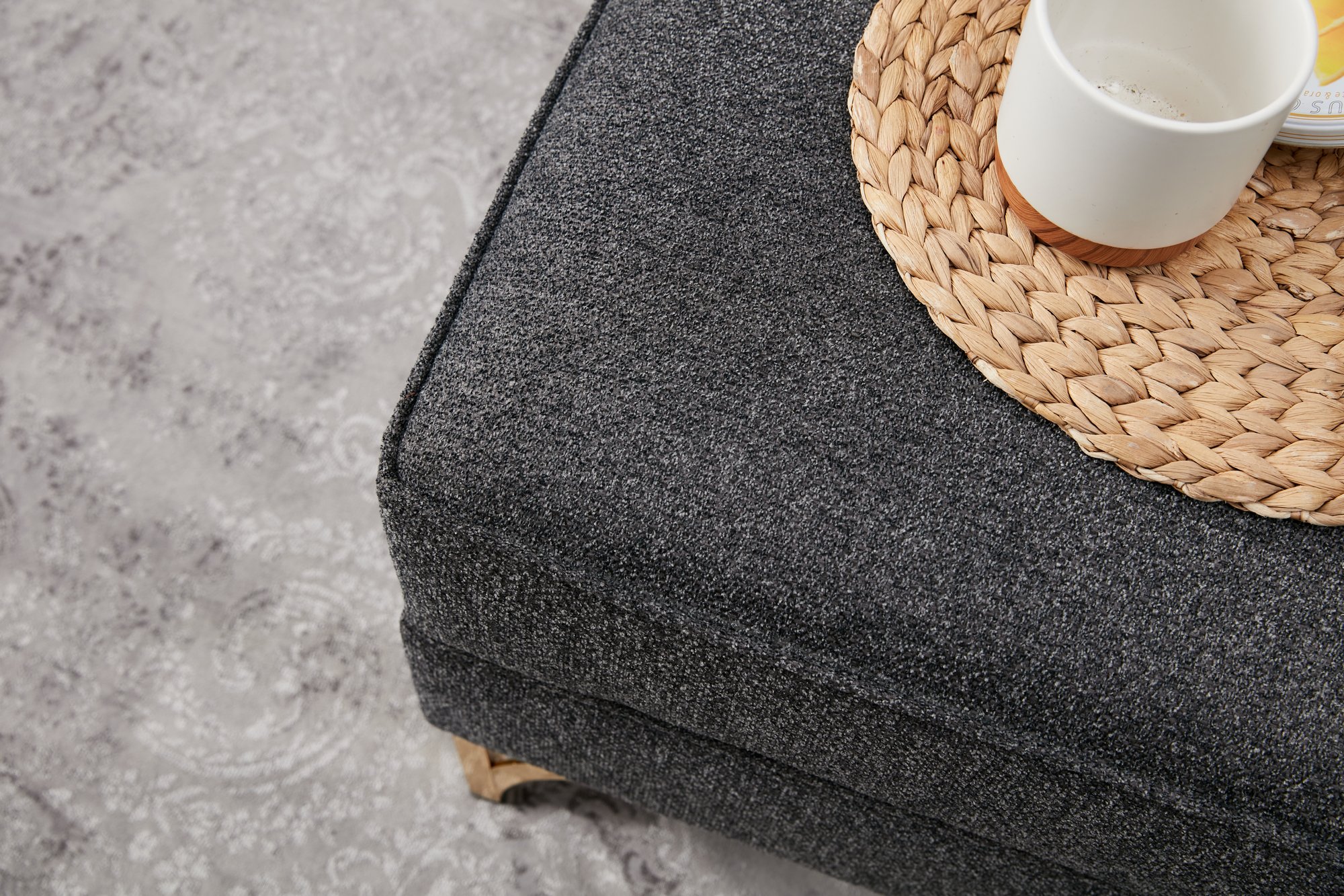 Lima Sofa Récamiere Links Anthrazit mit goldenen Beinen