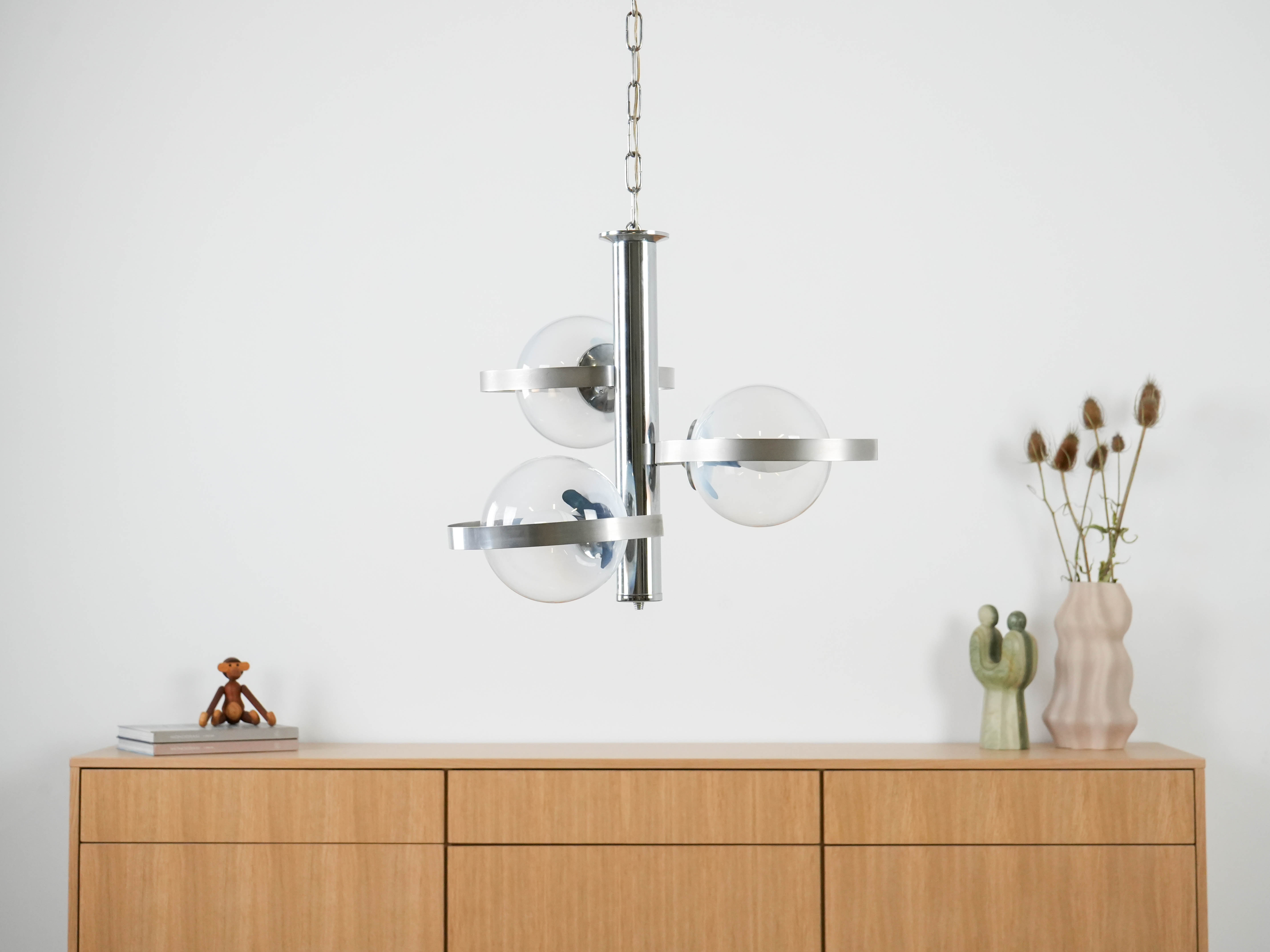 Space Age pendant lamp metal white 1970s