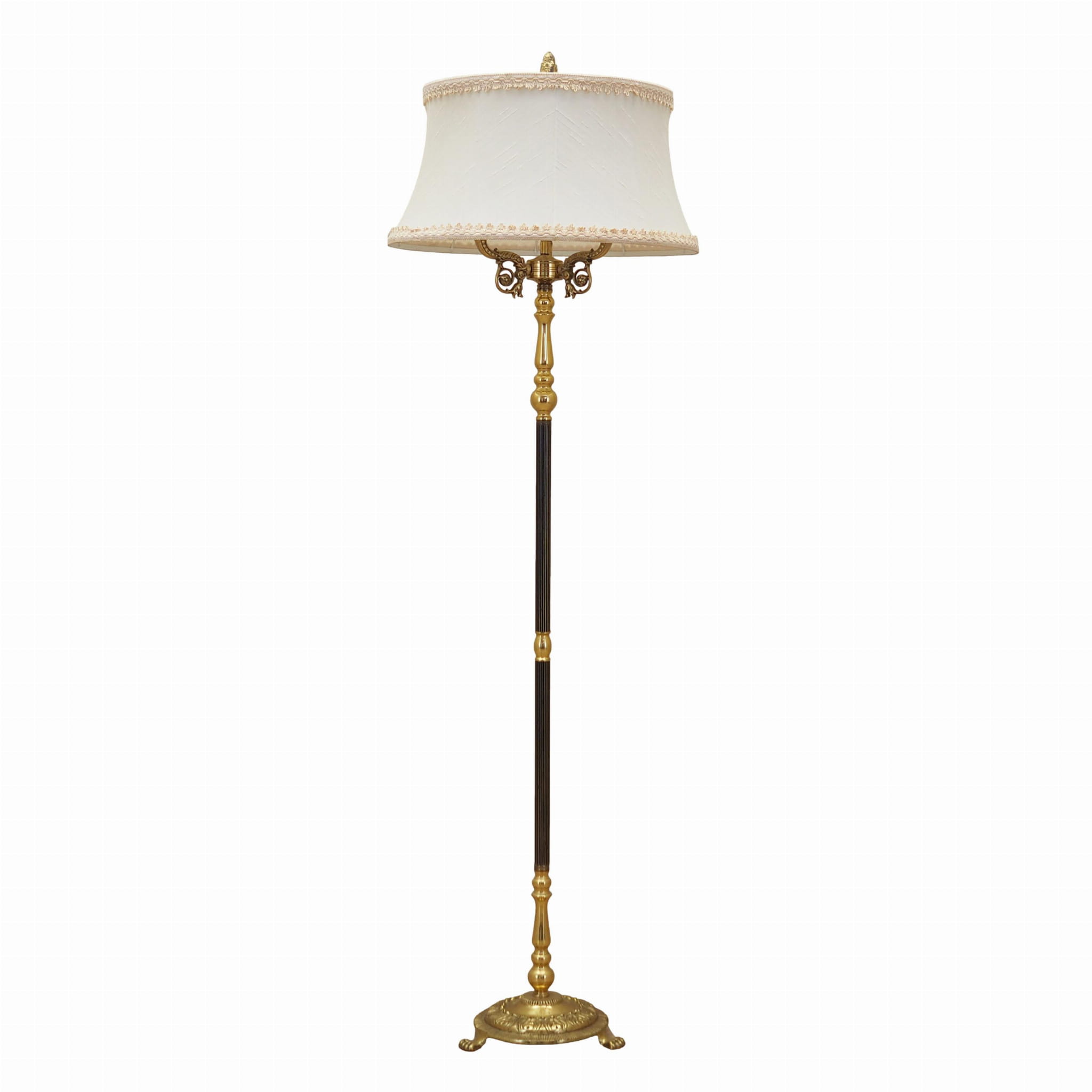 Vintage floor lamp Metal Fabric White 1970s