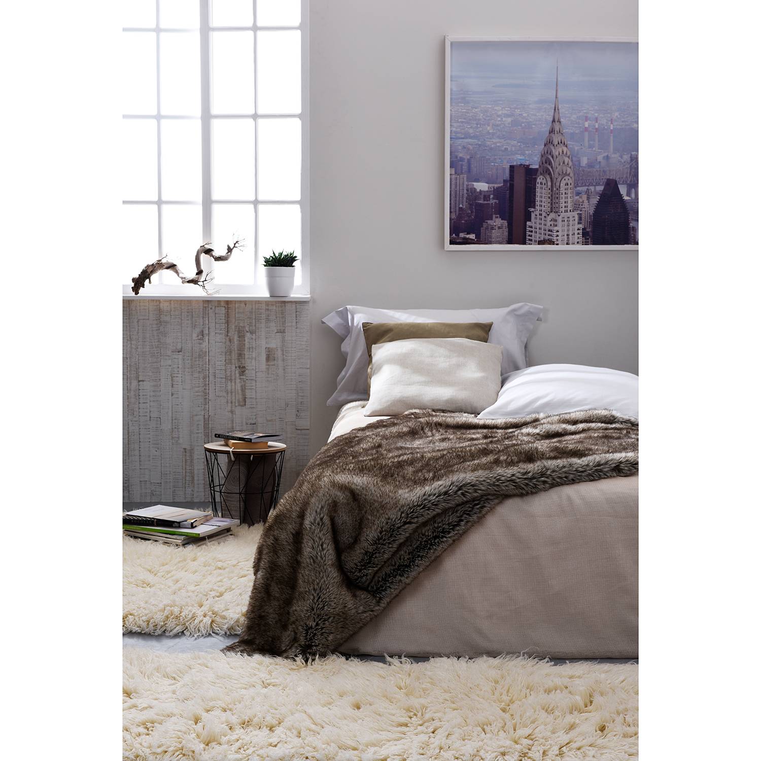 Flokos XXL Teppich Schurwolle Weiß 70 x 140 cm